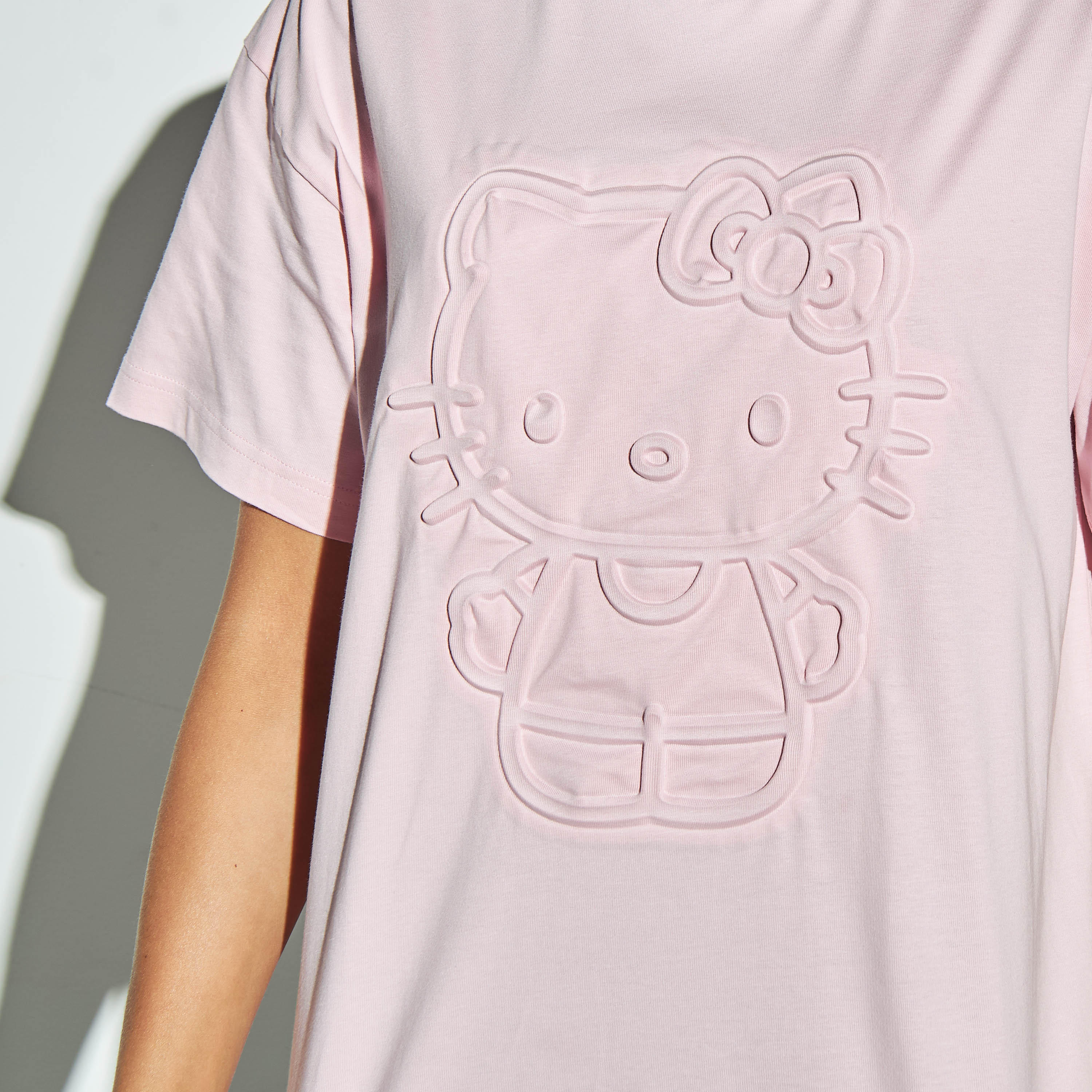 Hello Kitty Embossed T-shirt with Crew Neck and Drop Shoulder Sleeves-women-clothing-tshirts-image-3