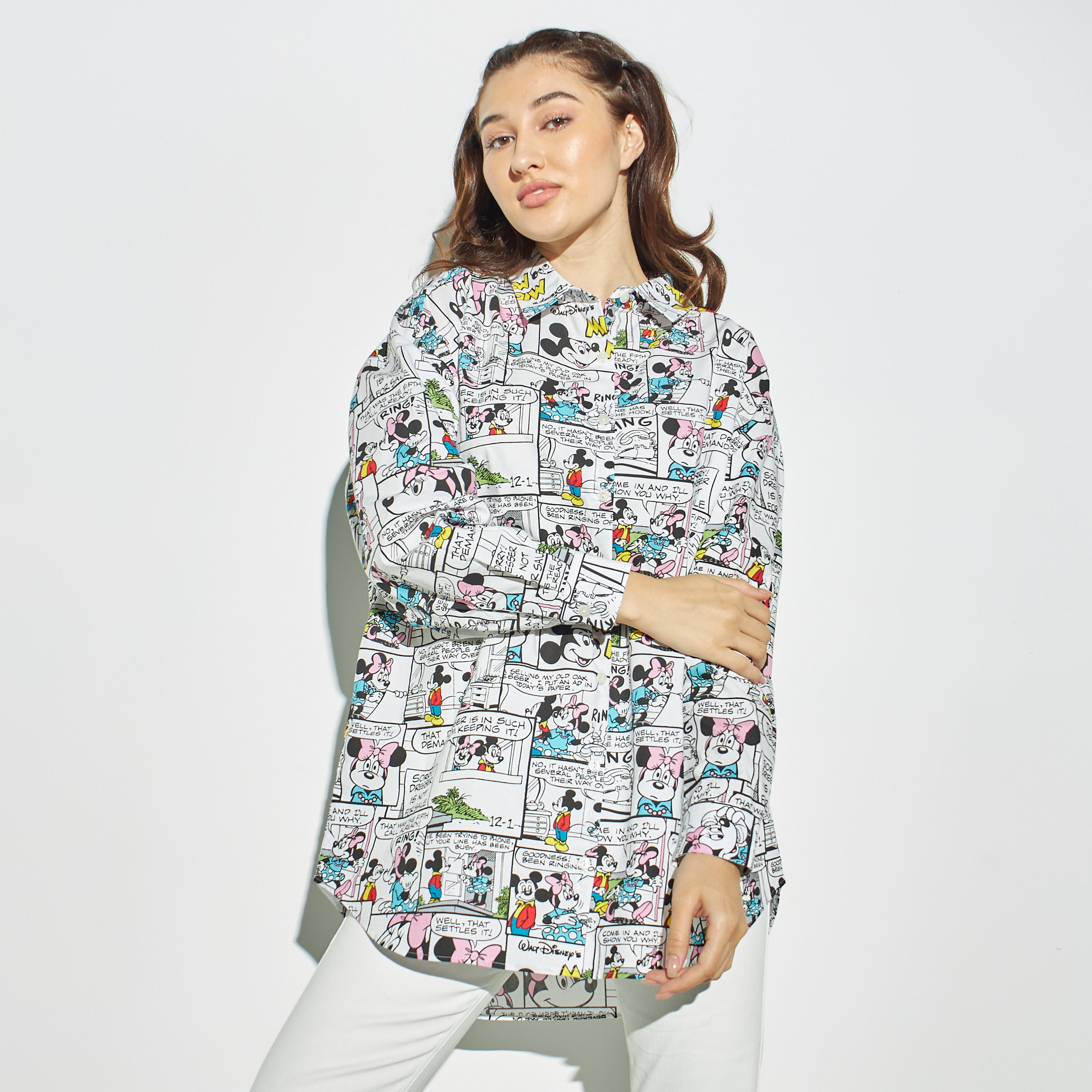 All-Over Mickey and Minnie Mouse Print Oversized Shirt-women-clothing-shirtsandblouses-shirts-image-1
