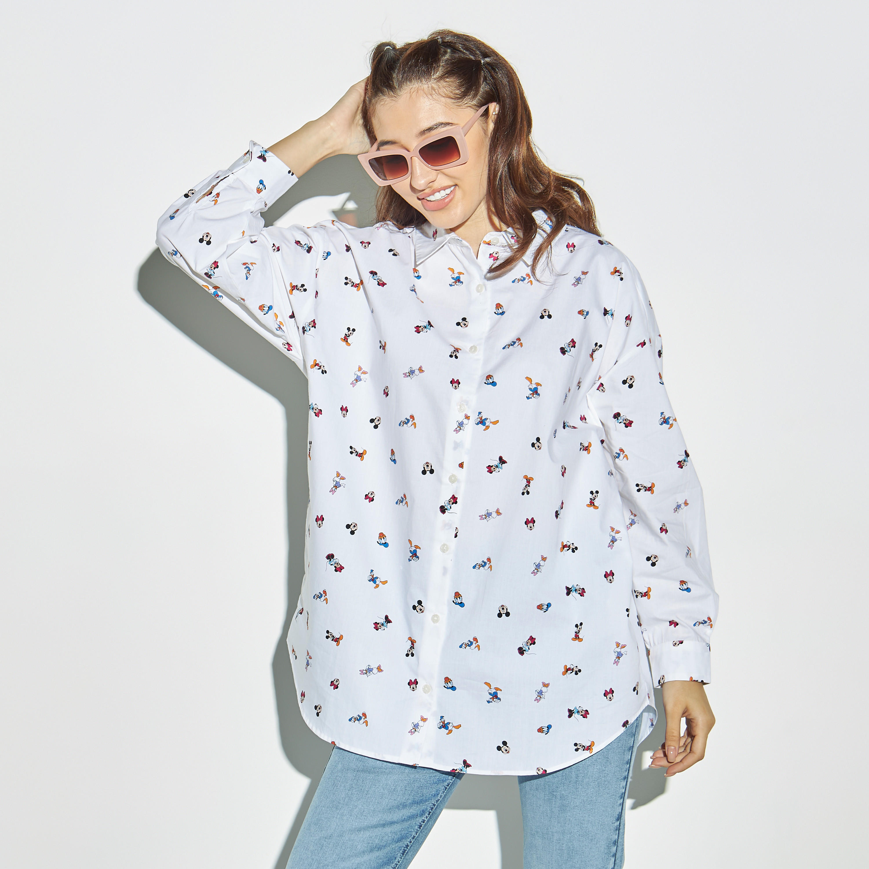 تيشيرت مقاس واسع بطبعات ميكي وميني ماوس-women-clothing-shirtsandblouses-shirts-image-1