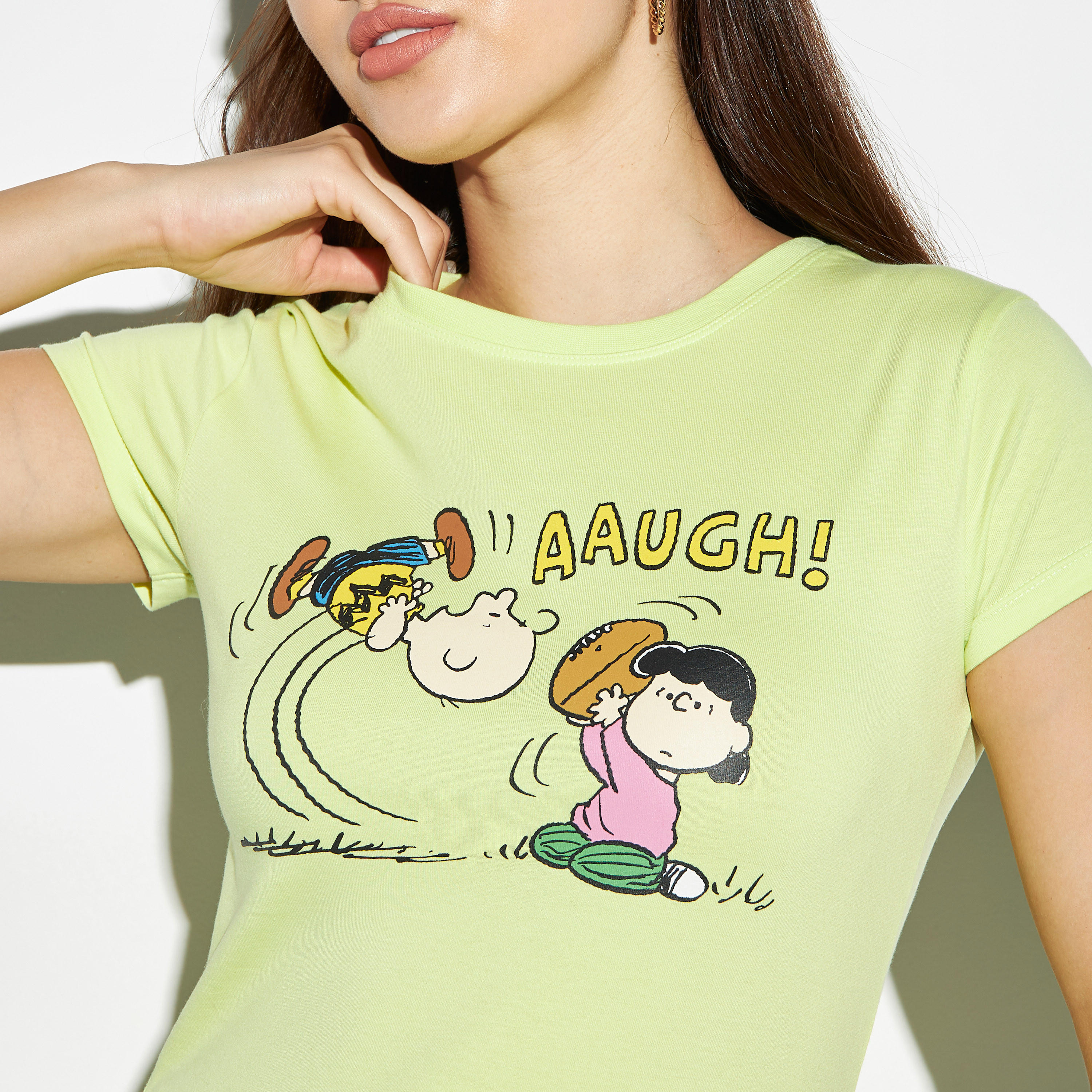 Peanuts Print T-shirt with Crew Neck and Cap Sleeves-women-clothing-tshirts-image-4
