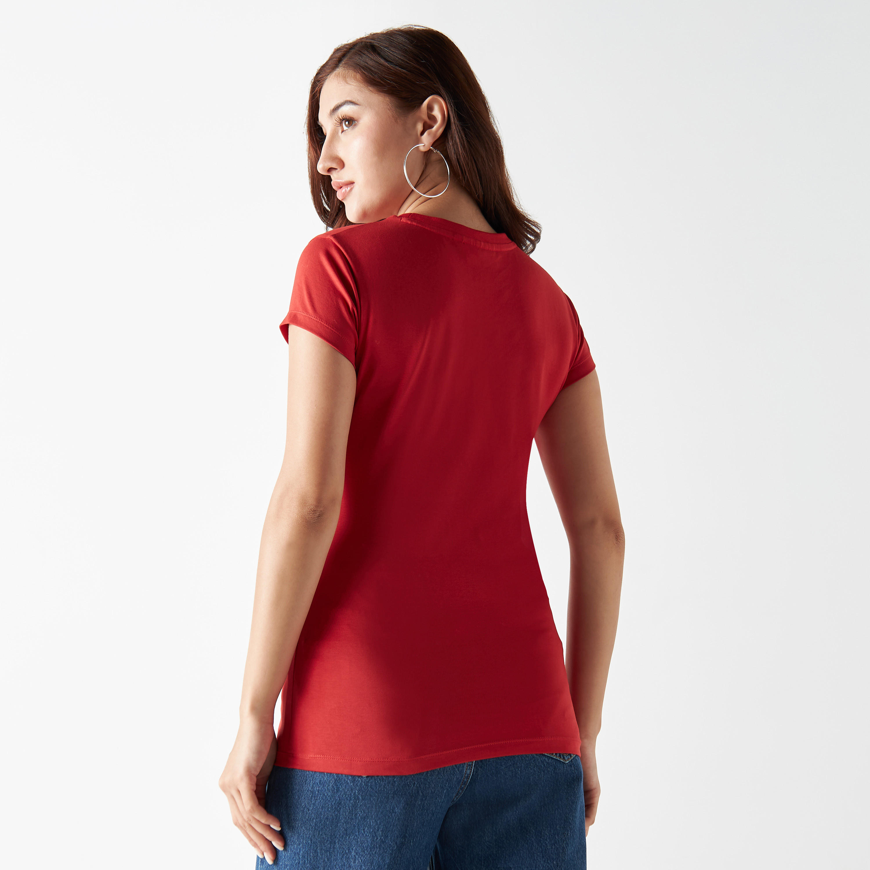 تيشيرت بياقة ضيقة وأكمام كاب وطبعات-women-clothing-tshirts-image-3
