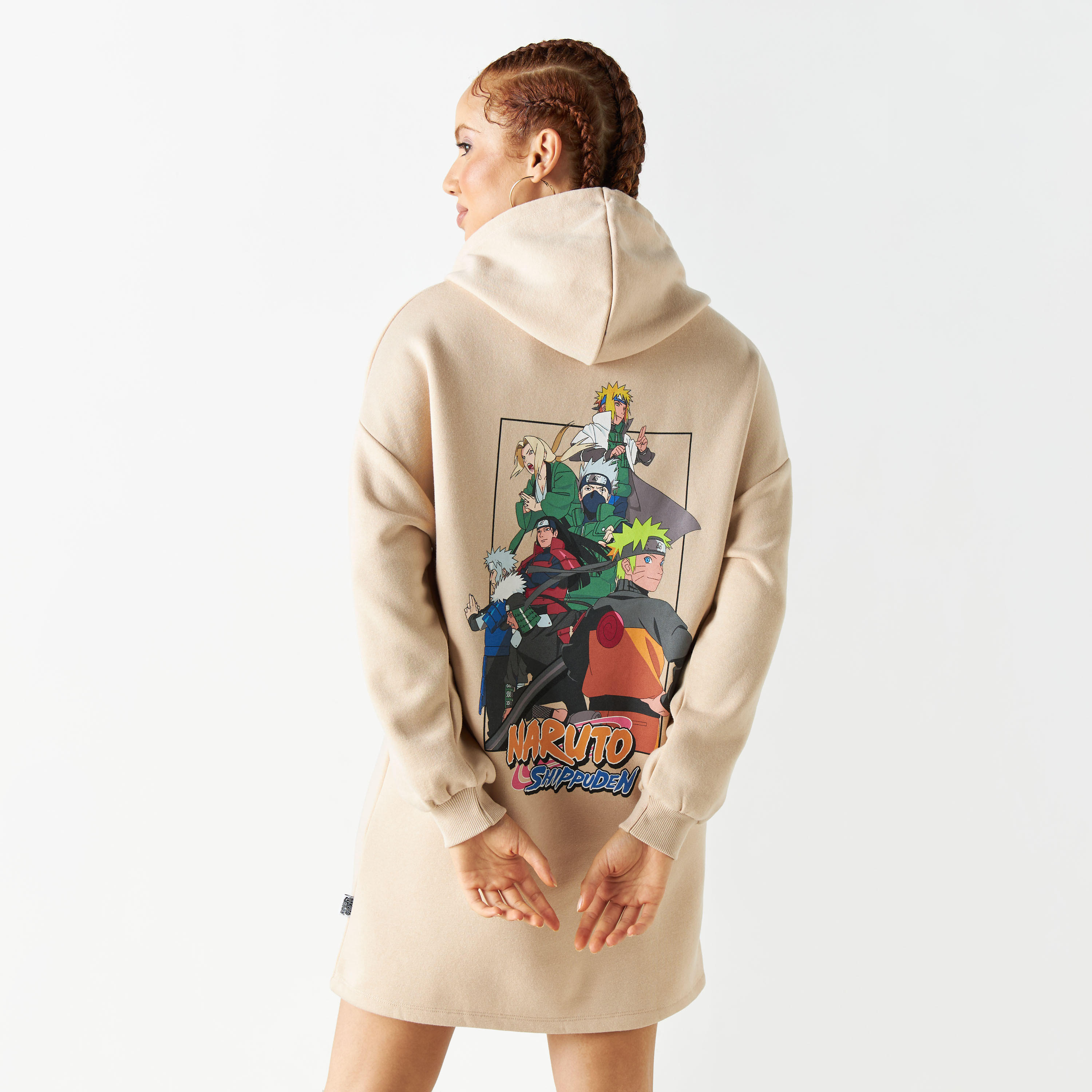 Naruto Graphic Print Sweat Dress with Hood and Drop Shoulder Sleeves-women-clothing-dresses-image-3