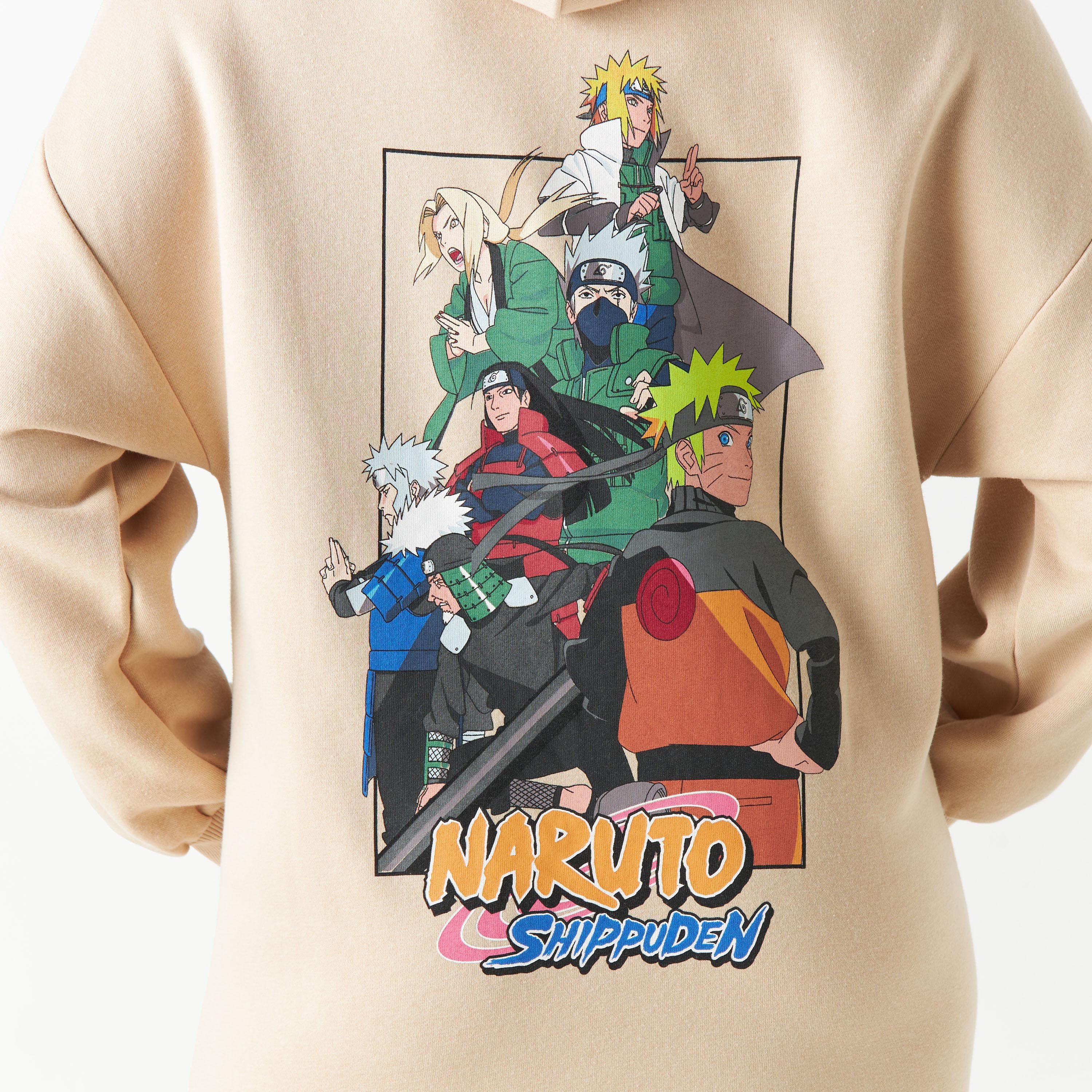 Naruto Graphic Print Sweat Dress with Hood and Drop Shoulder Sleeves-women-clothing-dresses-image-5