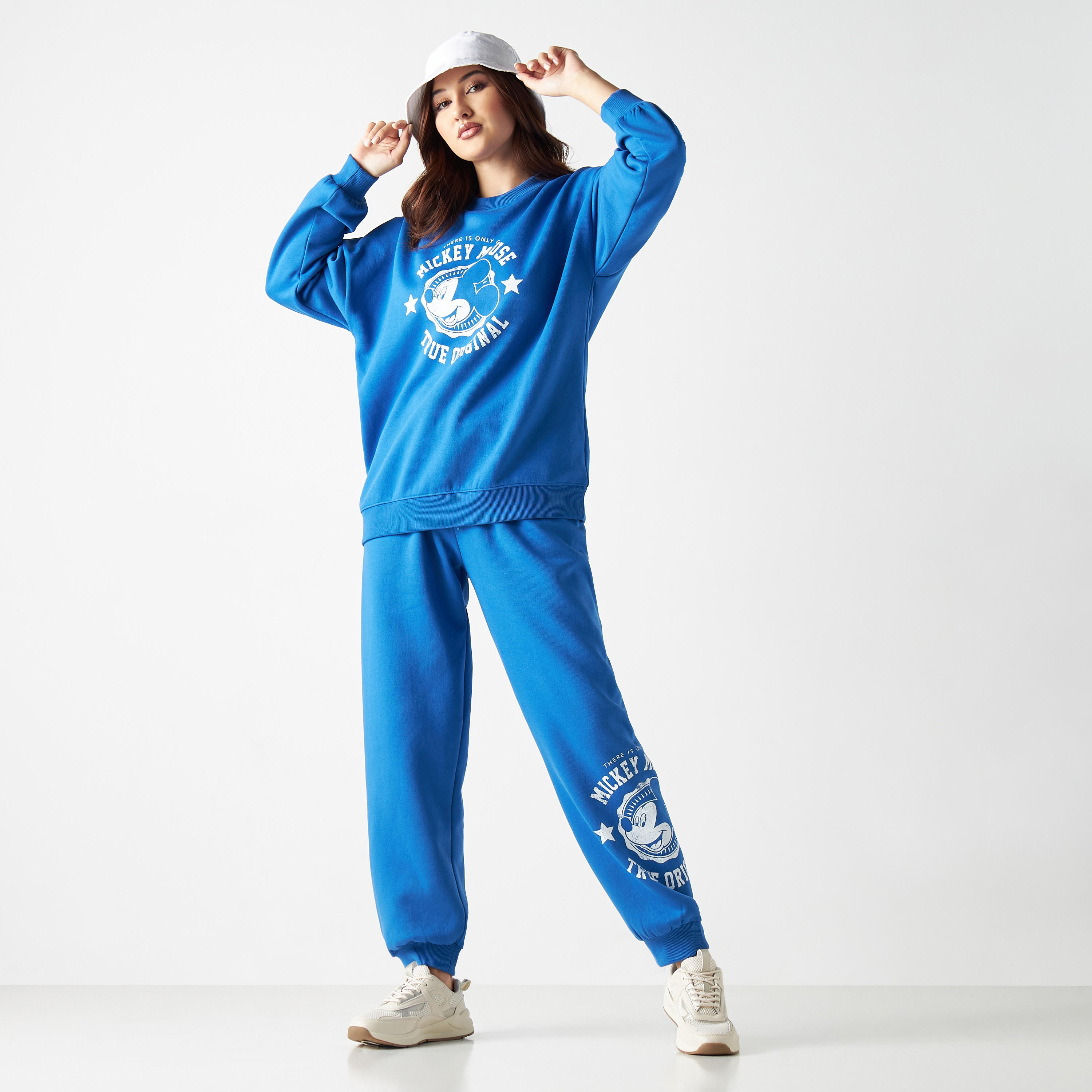Mickey Mouse Print Joggers with Elasticated Waist and Pockets-women-clothing-bottoms-joggers-image-2