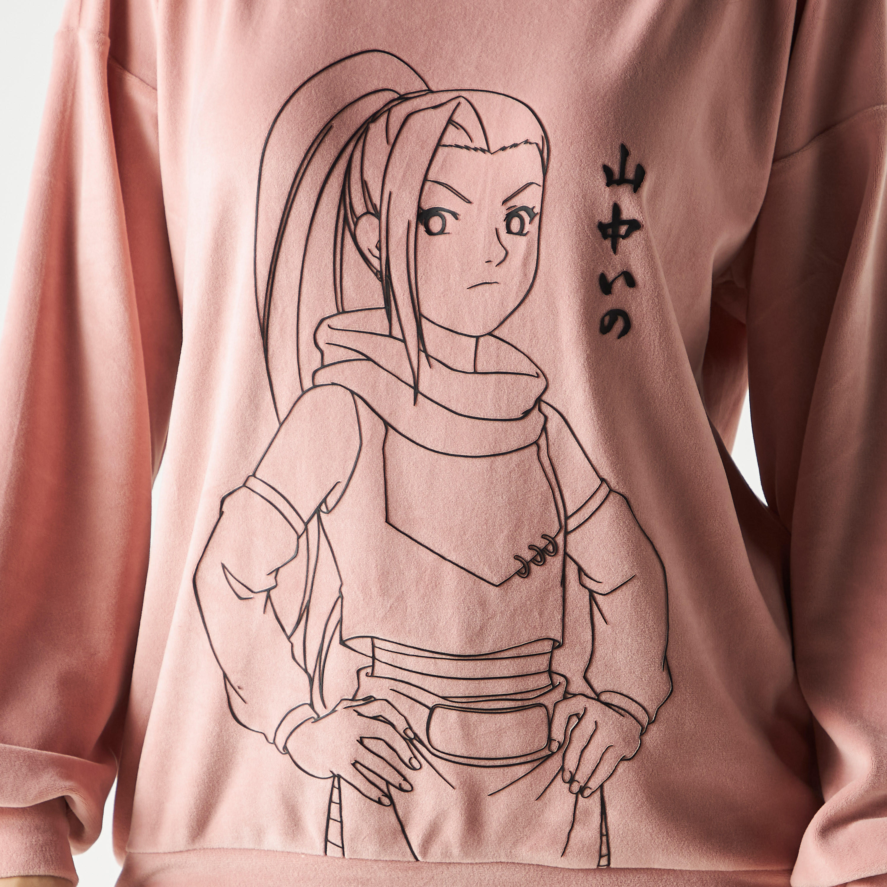 سويت شيرت قطيفة بياقة ضيقة وأكمام بأكتاف منسدلة وطبعات-women-winterwear-hoodiesandsweatshirts-sweatshirts-image-4