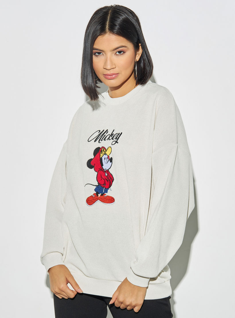 سويت شيرت بأكمام طويلة وتطريز ميكي ماوس-women-winterwear-hoodiesandsweatshirts-sweatshirts-image-4