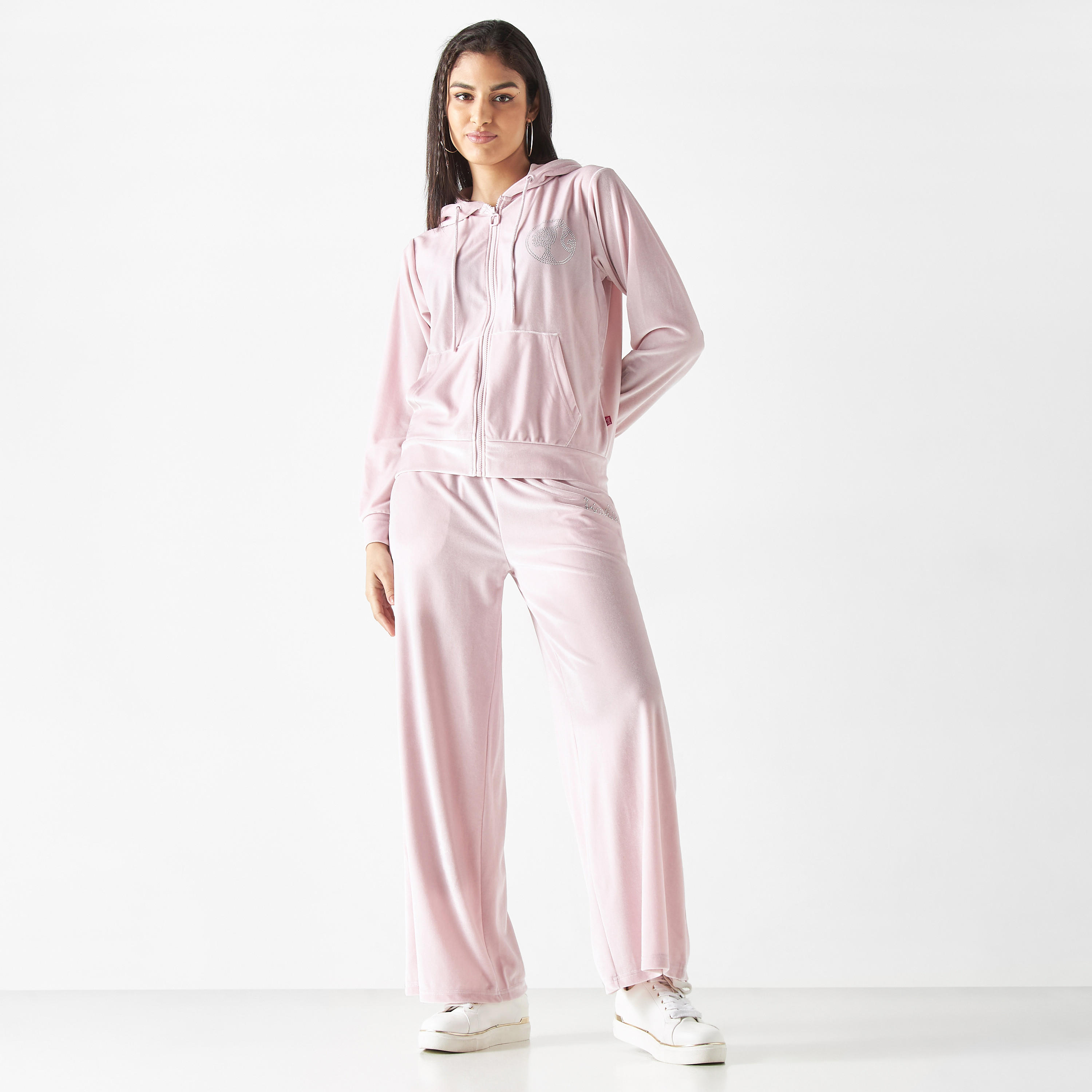 هودي بسحاب وجيب كنغر وتزيينات باربي-women-winterwear-hoodiesandsweatshirts-hoodies-image-2