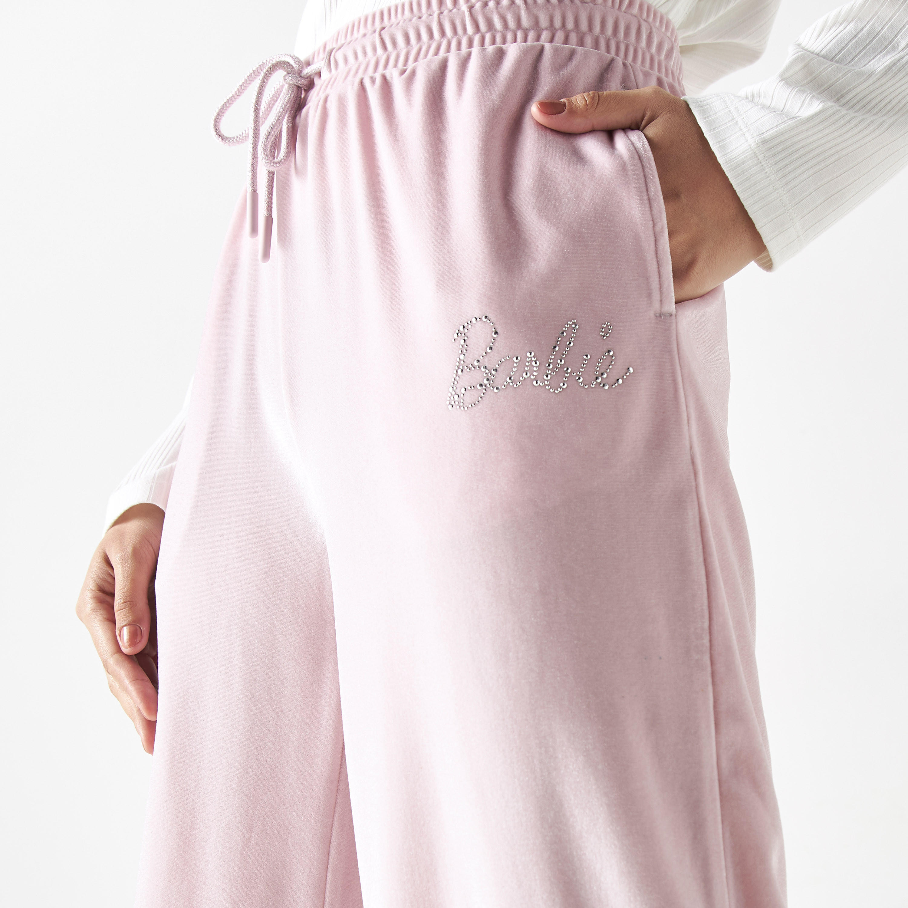 بنطلون سادة واسع السّاقين مزيّن برباط إغلاق-women-clothing-bottoms-joggers-image-4