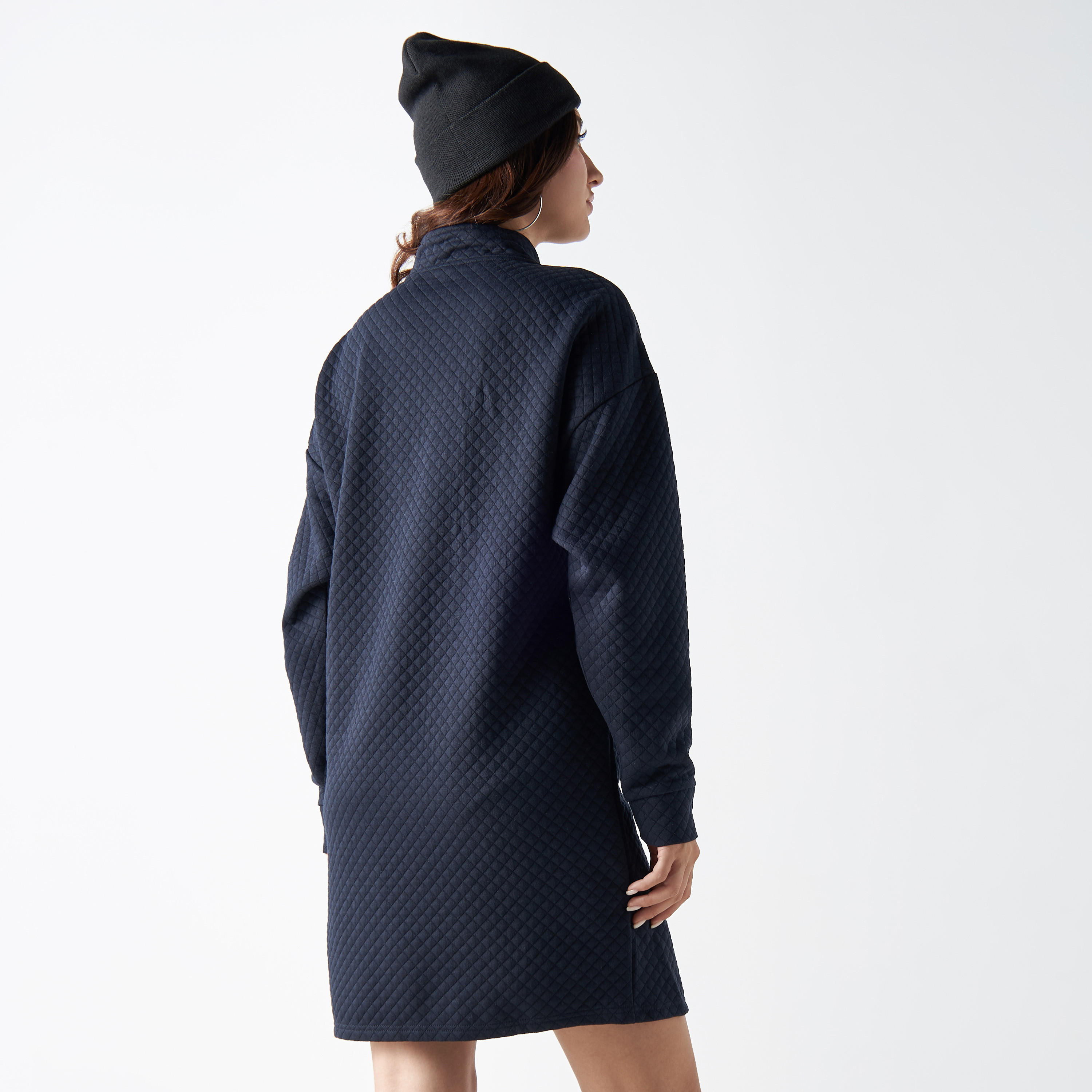 Peanuts Quilted Sweat Dress with Flap Pockets and Zip Closure-women-clothing-dresses-image-3