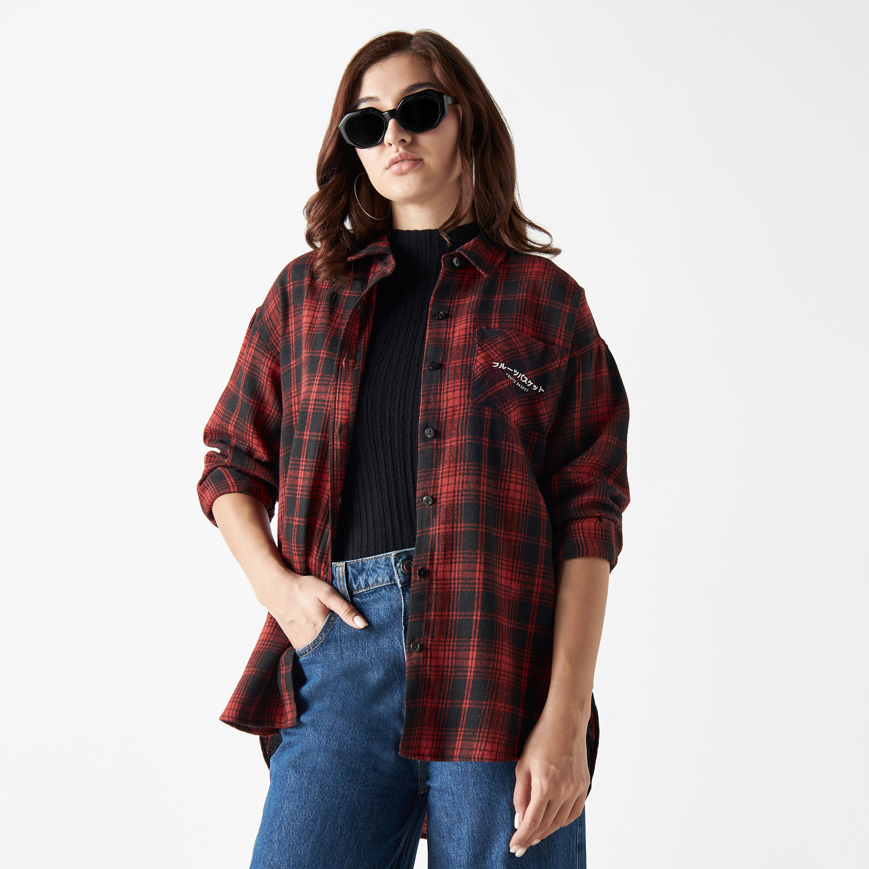 قميص كاروهات بأكمام طويلة وطبعات-women-clothing-shirtsandblouses-shirts-image-1