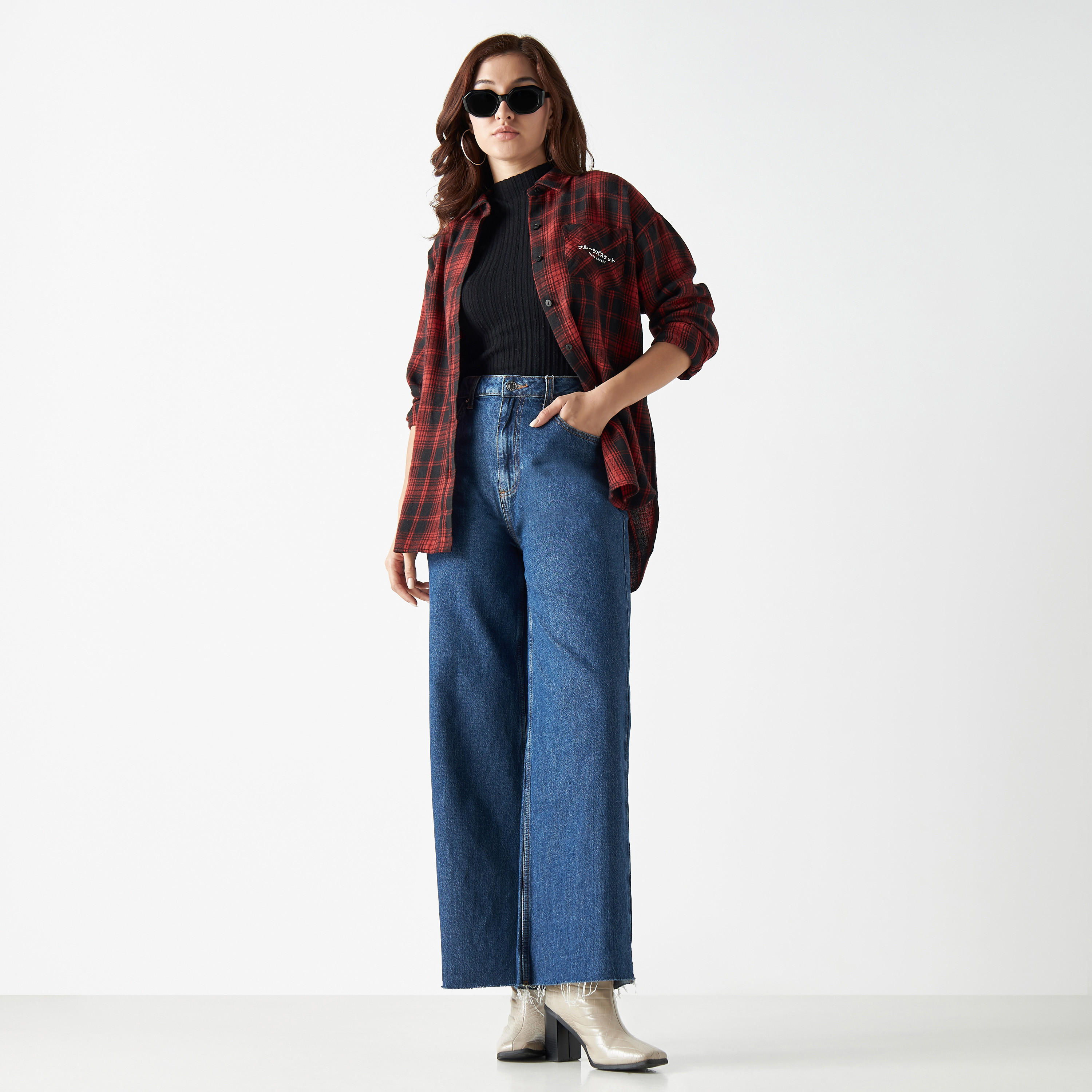 قميص كاروهات بأكمام طويلة وطبعات-women-clothing-shirtsandblouses-shirts-image-2