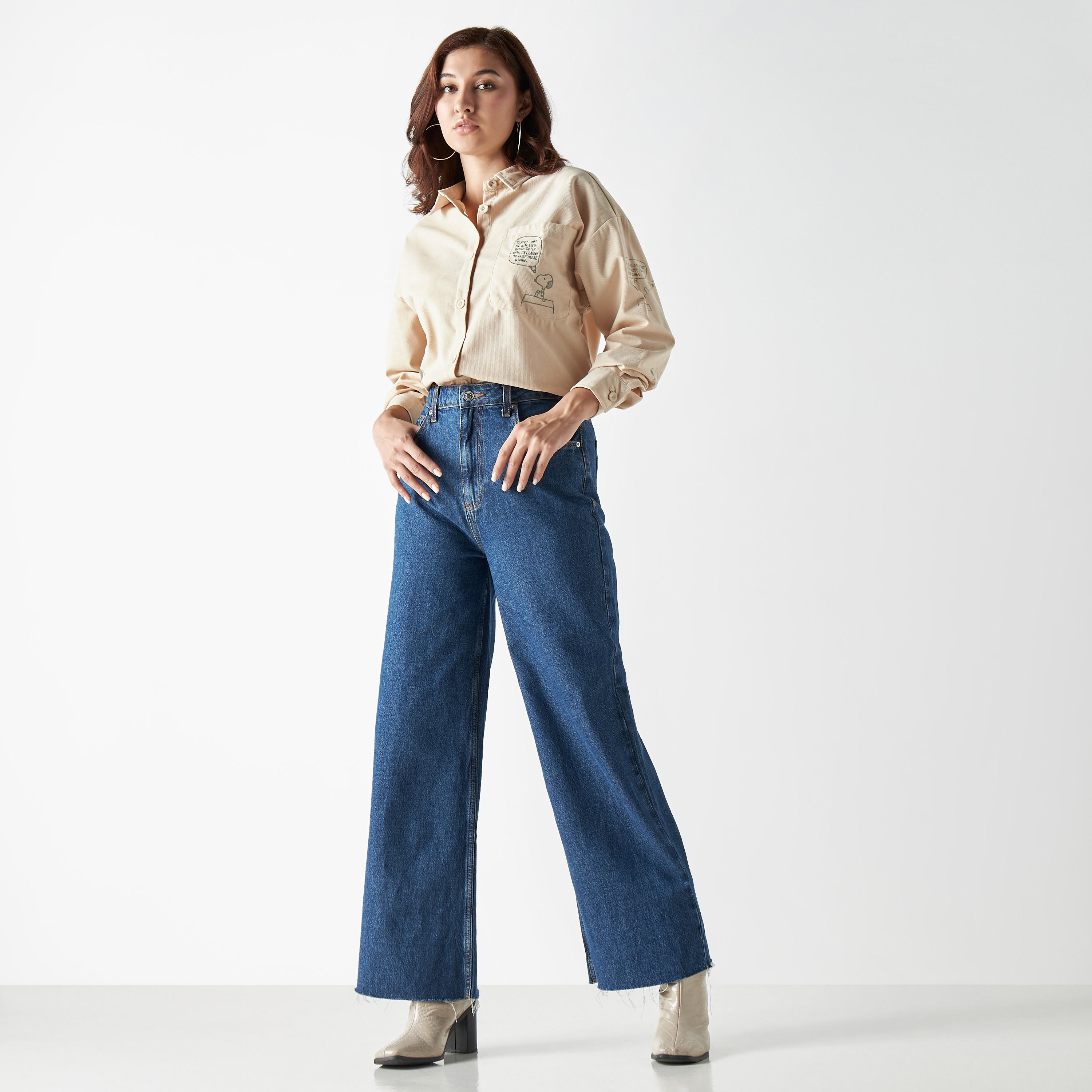 قميص بأكمام منسدلة وجيب وطبعات-women-clothing-shirtsandblouses-shirts-image-2