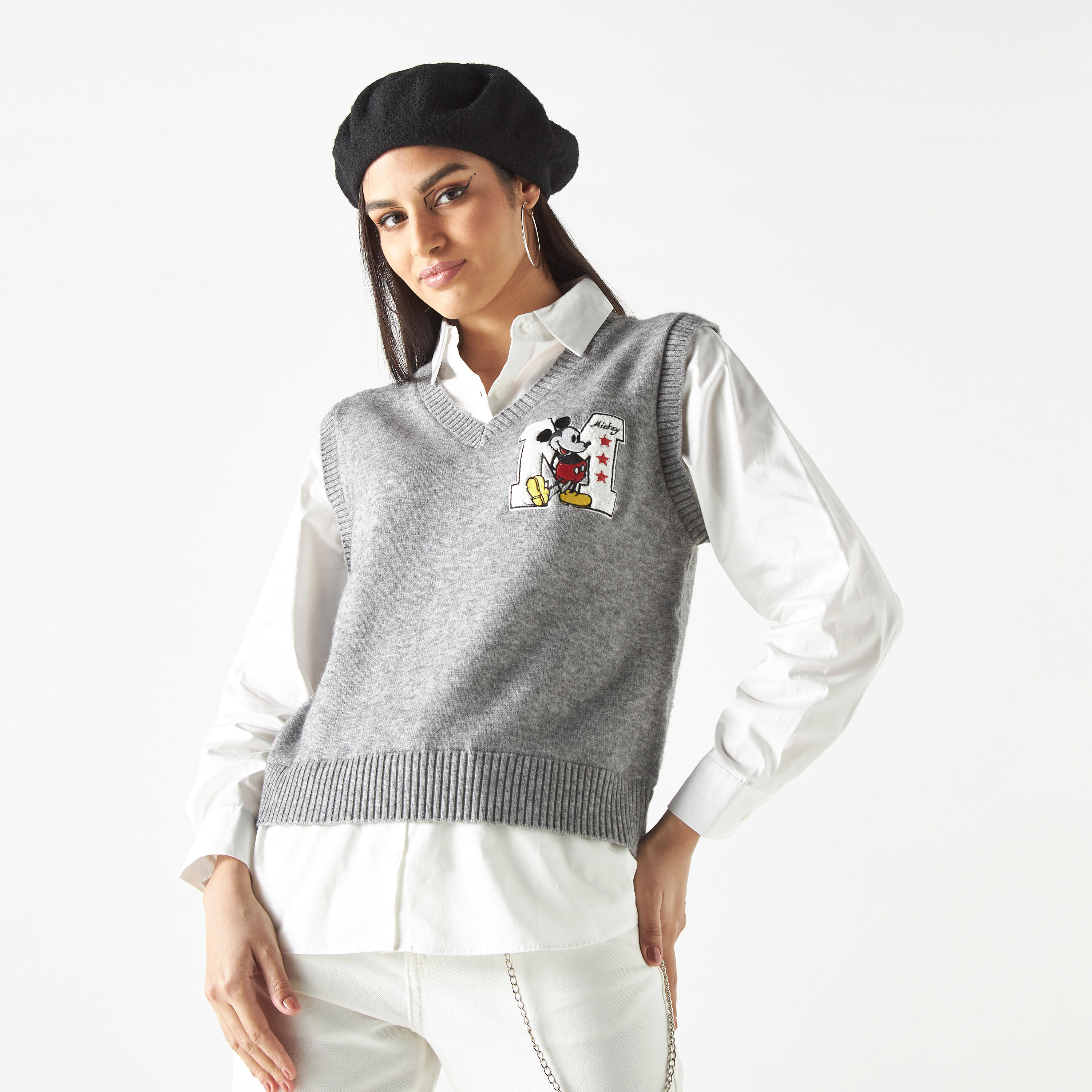 كنزة قميص 2 في 1 بتطريز ميكي ماوس-women-clothing-cardigansandjumpers-jumpers-image-4