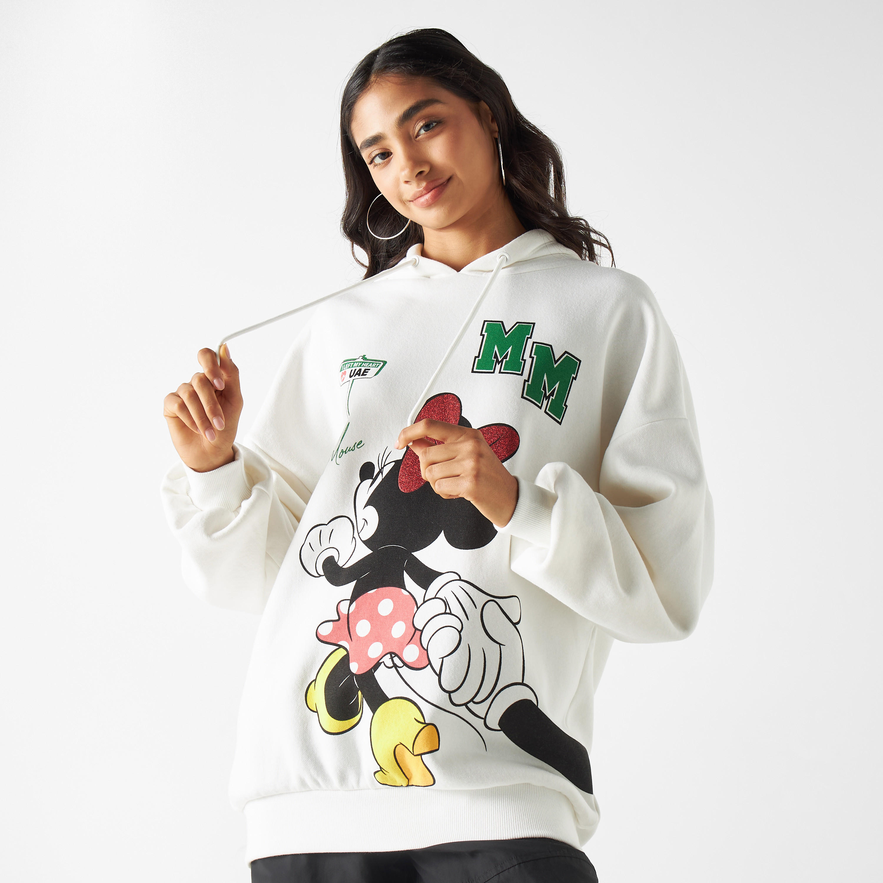 Minnie Mouse UAE National Day Sweatshirt with Hood and Drop Shoulder Sleeves-women-winterwear-hoodiesandsweatshirts-sweatshirts-image-1
