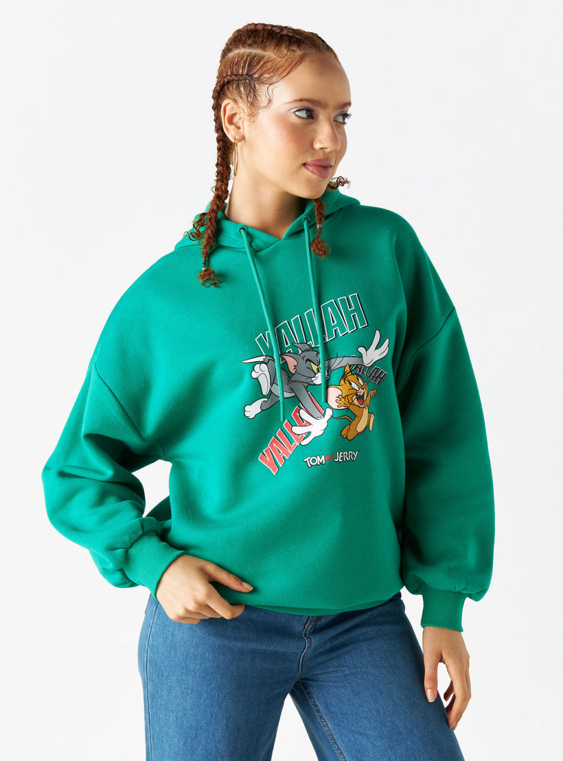 هودي بأكمام بأكتاف منسدلة وطبعات اليوم الوطني للإمارات وتوم أند جيري-women-winterwear-hoodiesandsweatshirts-hoodies-image-1