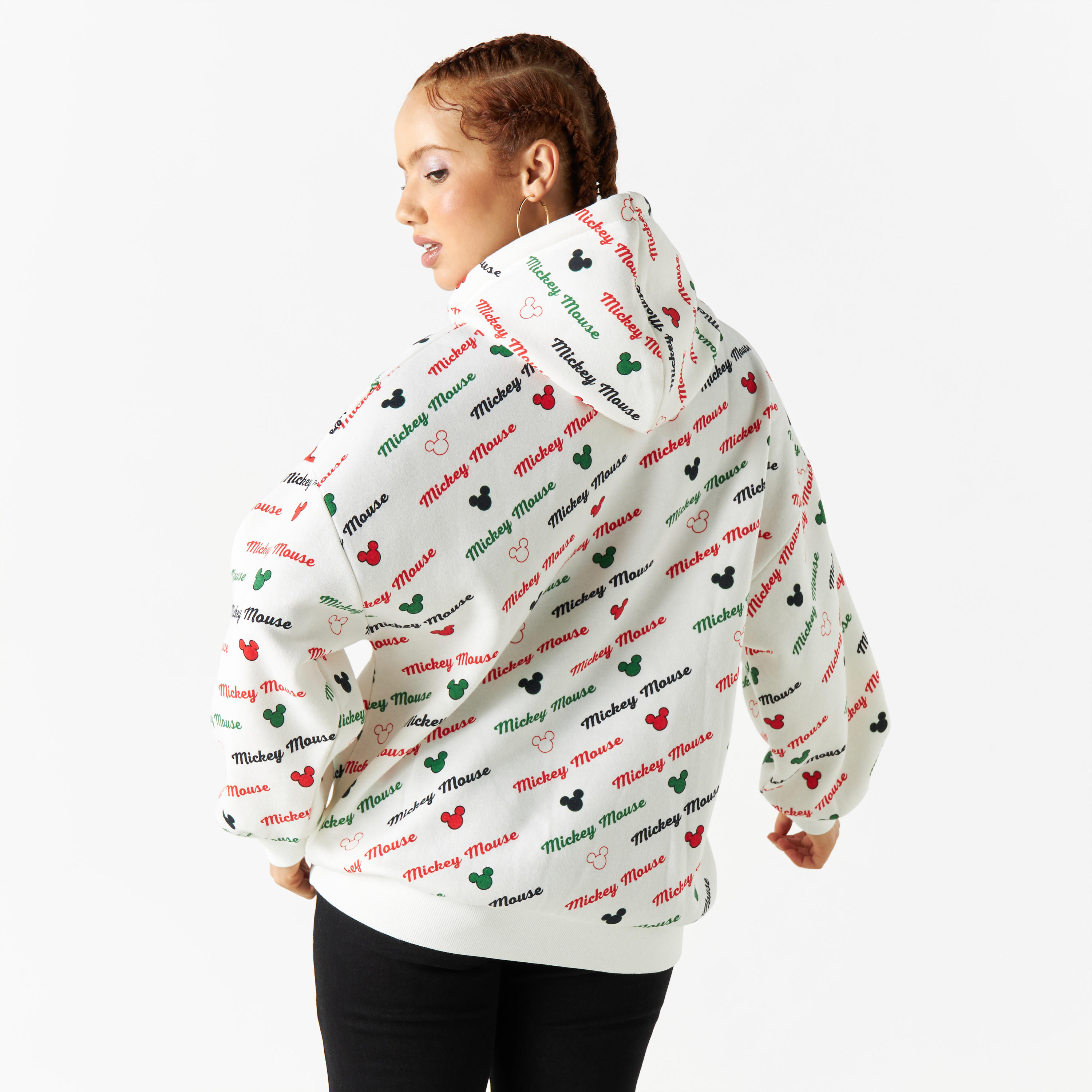 هودي بأكمام بأكتاف منسدلة وجيب كنغر وطبعات اليوم الوطني وتصميم ميني ماوس-women-winterwear-hoodiesandsweatshirts-hoodies-image-3