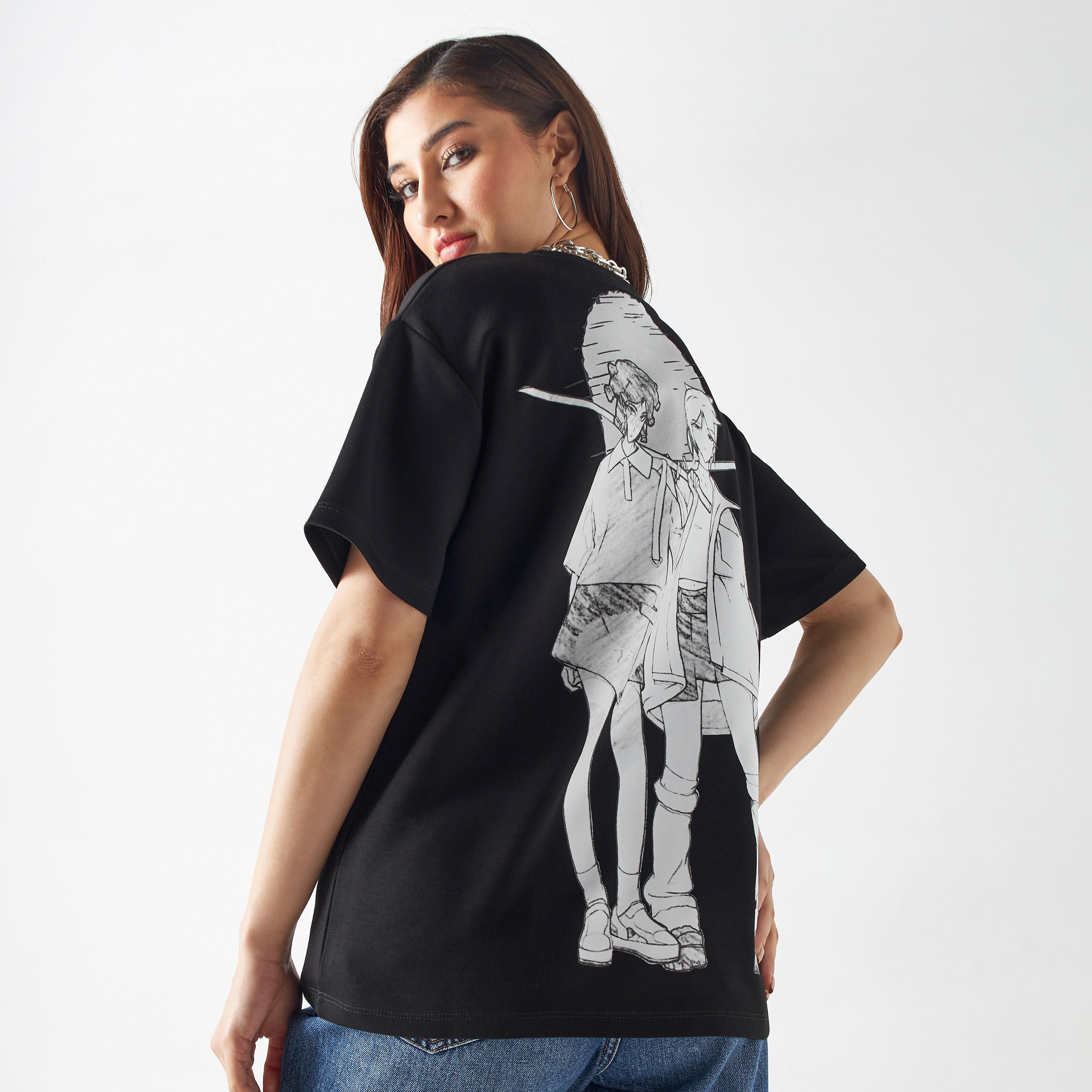 تيشيرت بياقة مستديرة وأكمام قصيرة وطبعات سماوية-women-clothing-tshirts-image-1
