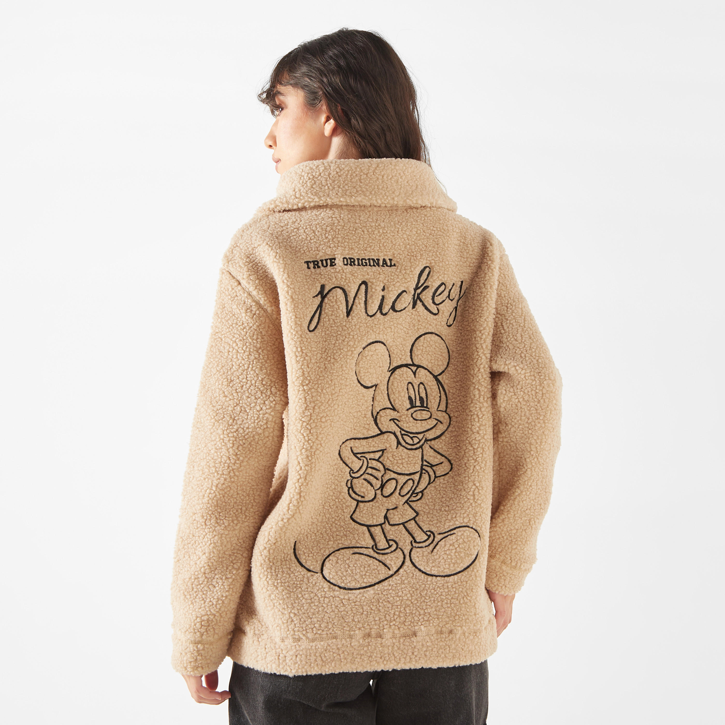 جاكيت بأكمام طويلة وسحاب إغلاق وتطريزات ميكي ماوس-women-winterwear-coatsandjackets-jackets-image-3