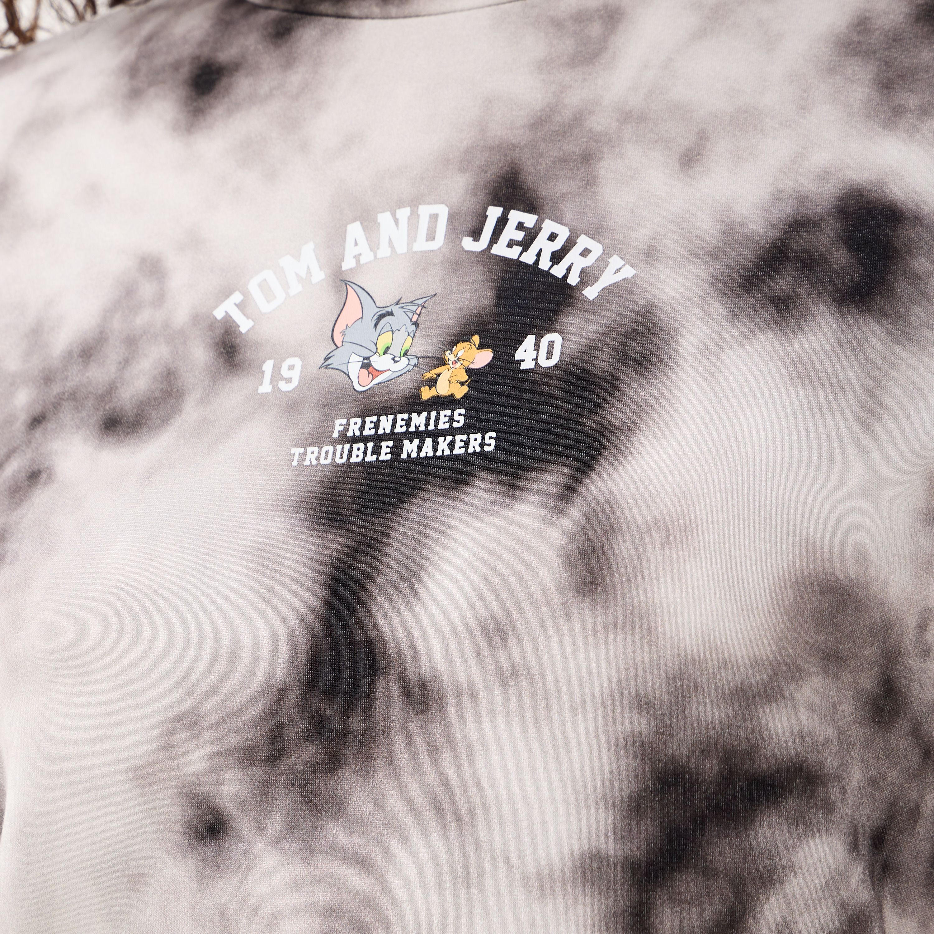 Tom and Jerry Print Crew Neck T-shirt-women-clothing-tshirts-image-5
