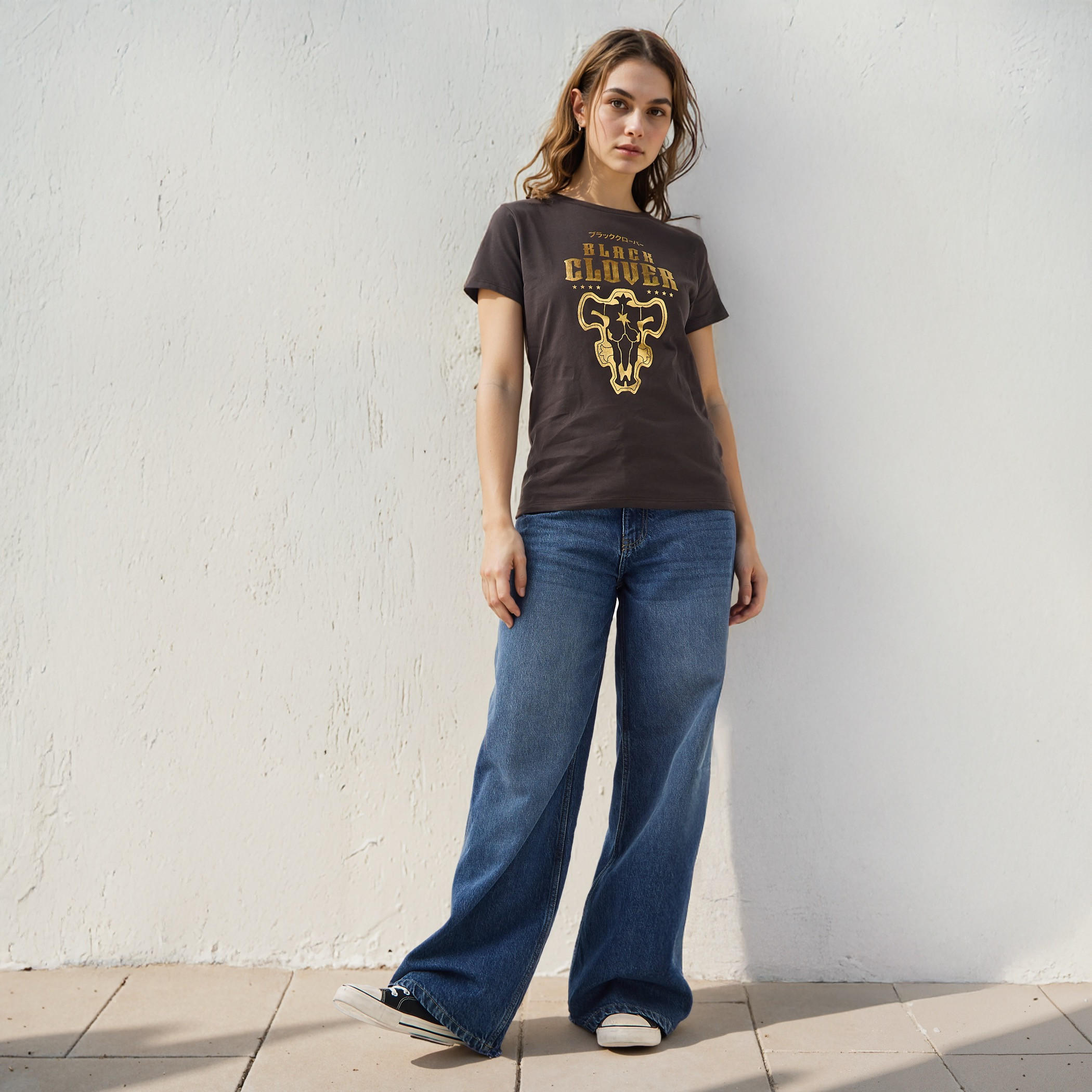 Black Clover Print Crew Neck T-shirt-women-clothing-tshirts-image-2