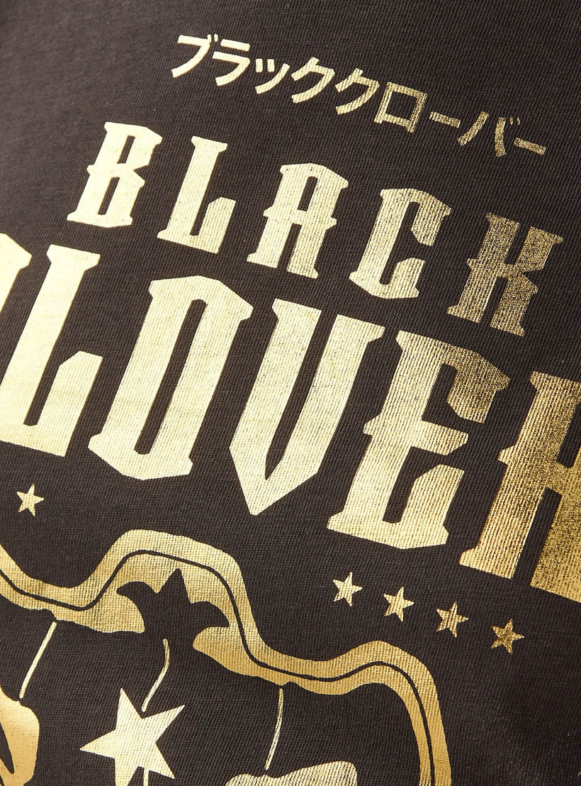 Black Clover Print Crew Neck T-shirt-women-clothing-tshirts-image-5