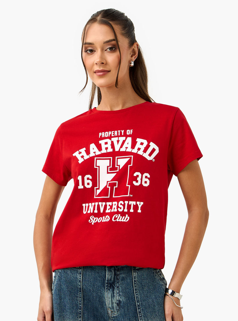 Harvard University Varsity Print T-shirt-women-clothing-tshirts-image-1