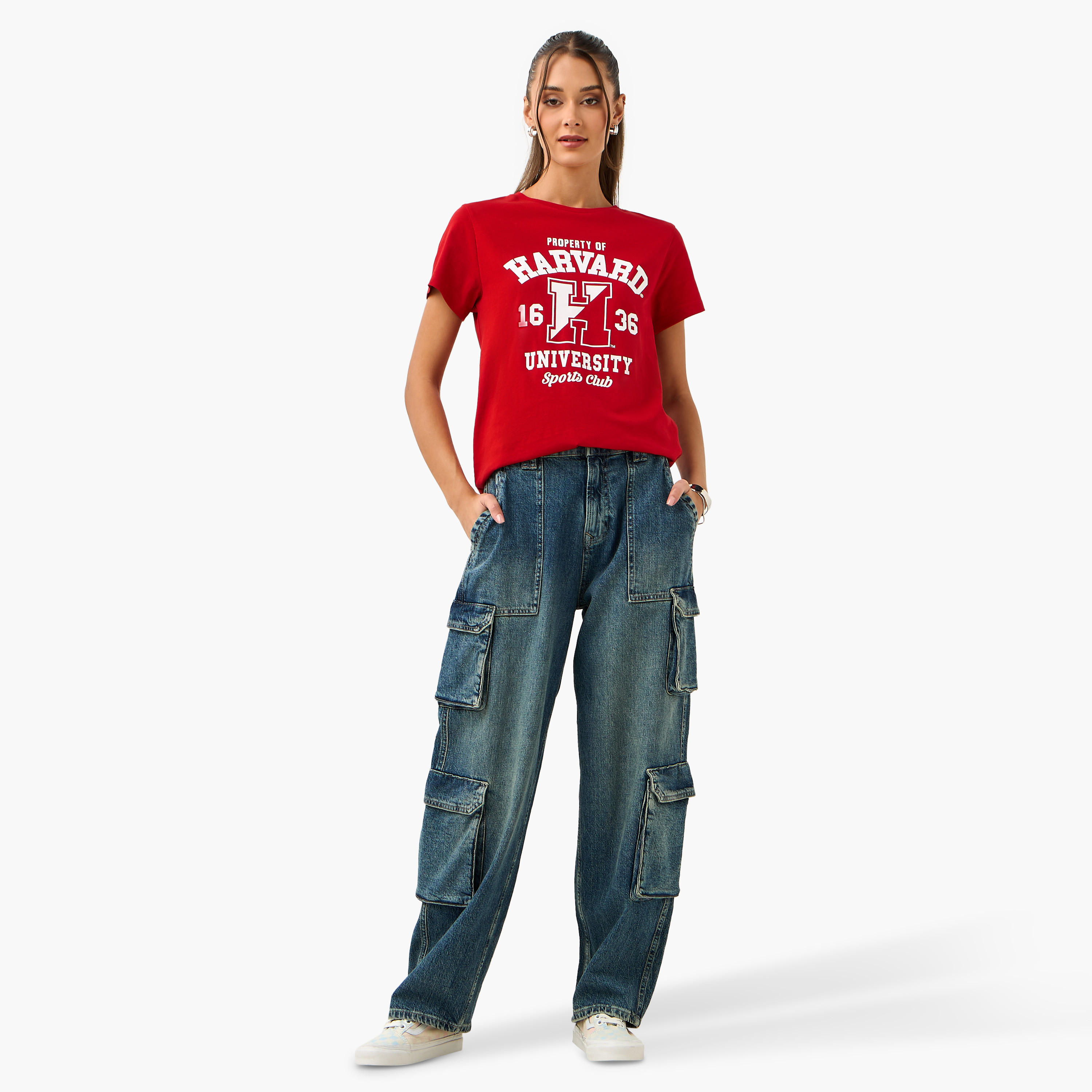 Harvard University Varsity Print T-shirt-women-clothing-tshirts-image-2