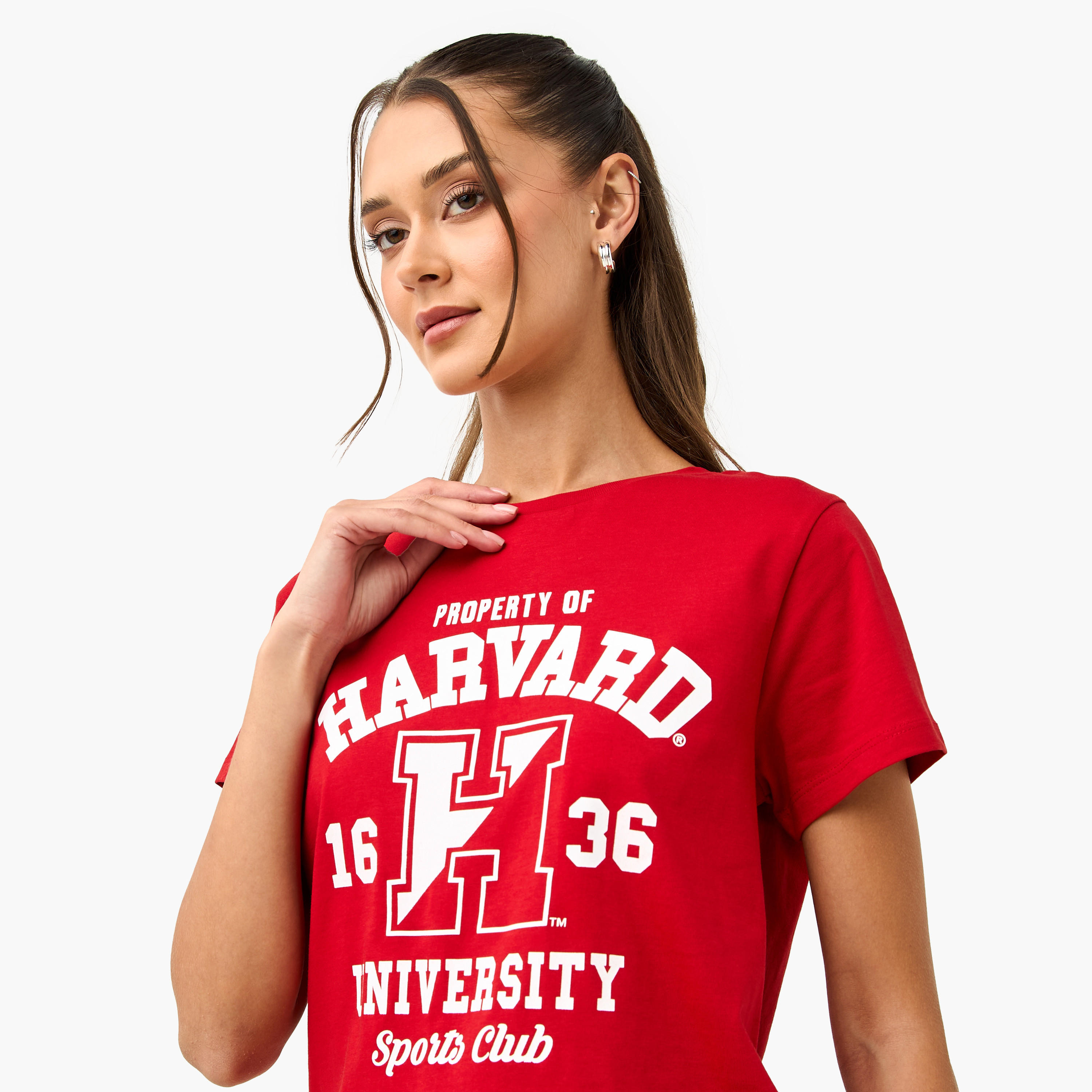 Harvard University Varsity Print T-shirt-women-clothing-tshirts-image-4