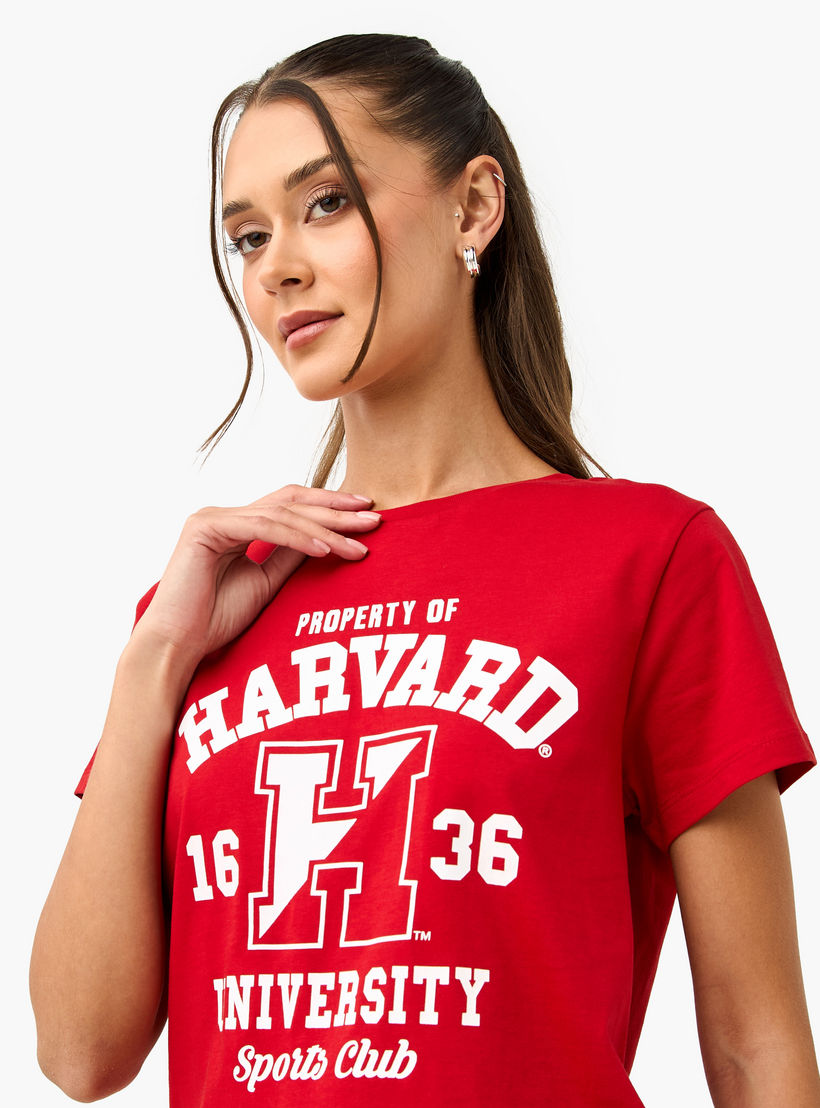 Harvard University Varsity Print T-shirt-women-clothing-tshirts-image-4