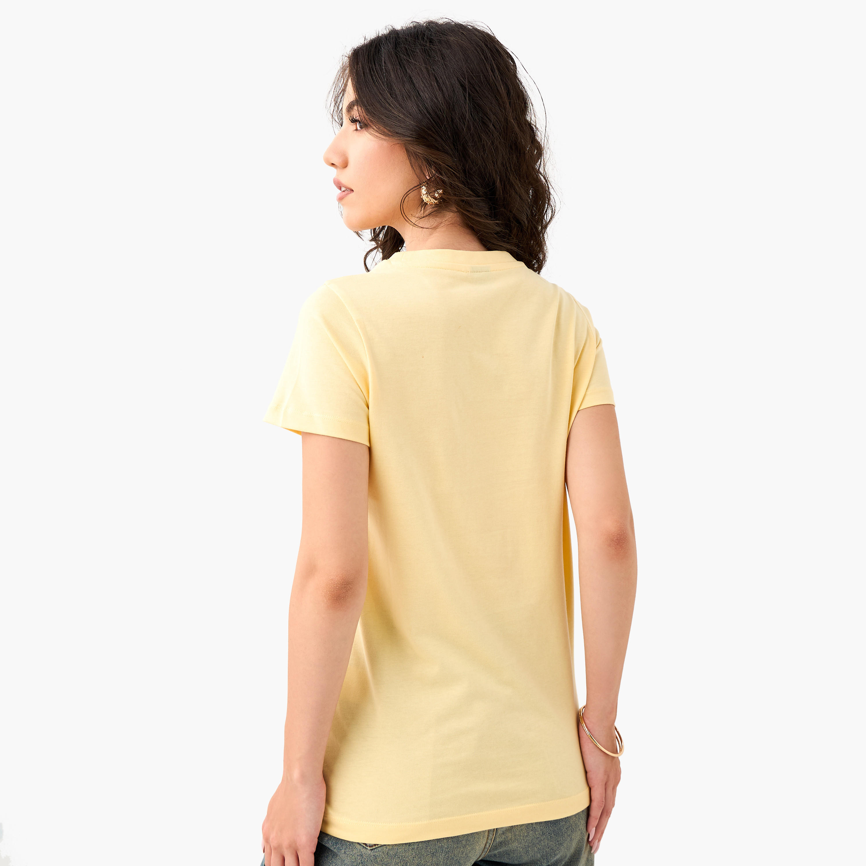 Mickey Mouse Print Crew Neck T-shirt-women-clothing-tshirts-image-3