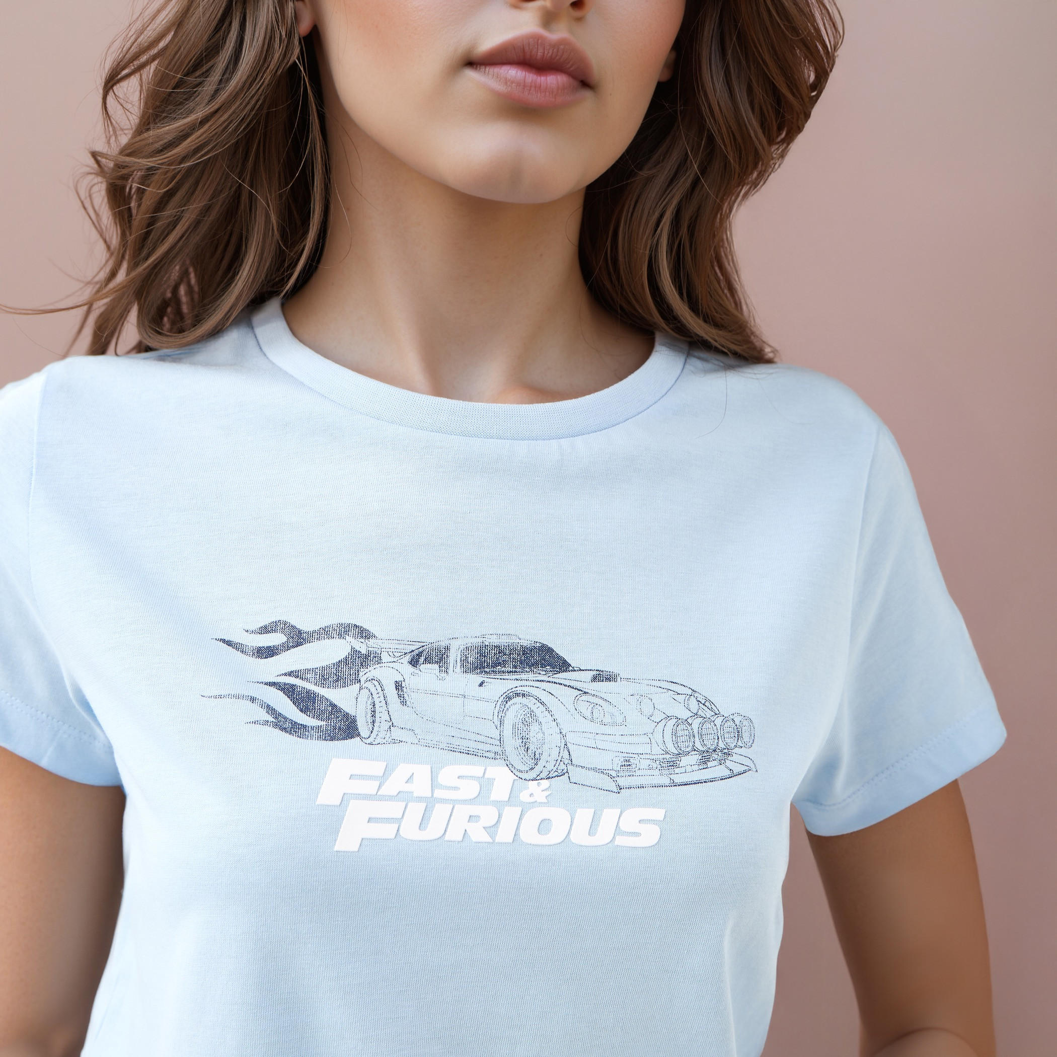 Fast and Furious Print Crew Neck T-shirt-women-clothing-tshirts-image-4