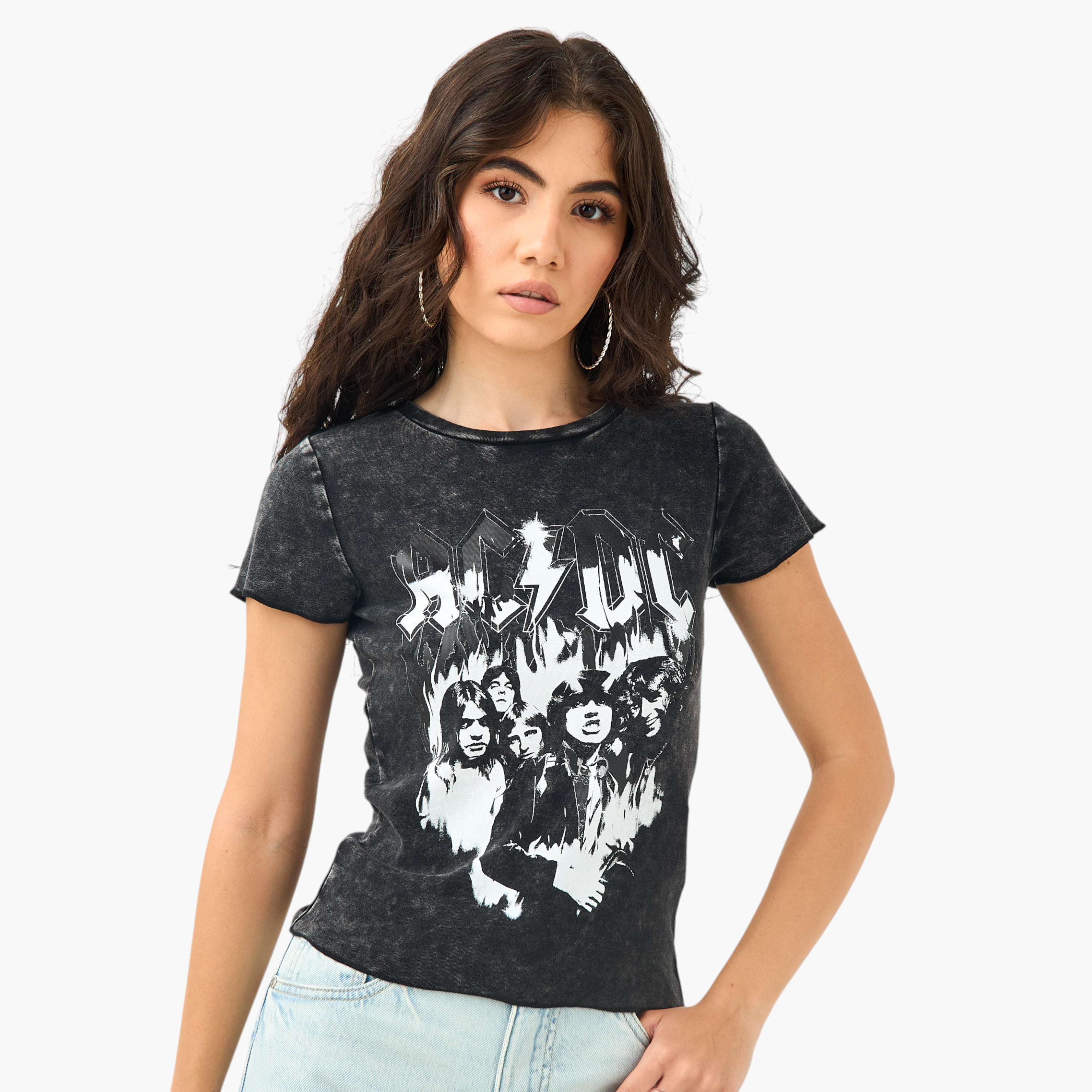 AC/DC Graphic Print T-shirt-women-clothing-tshirts-image-1
