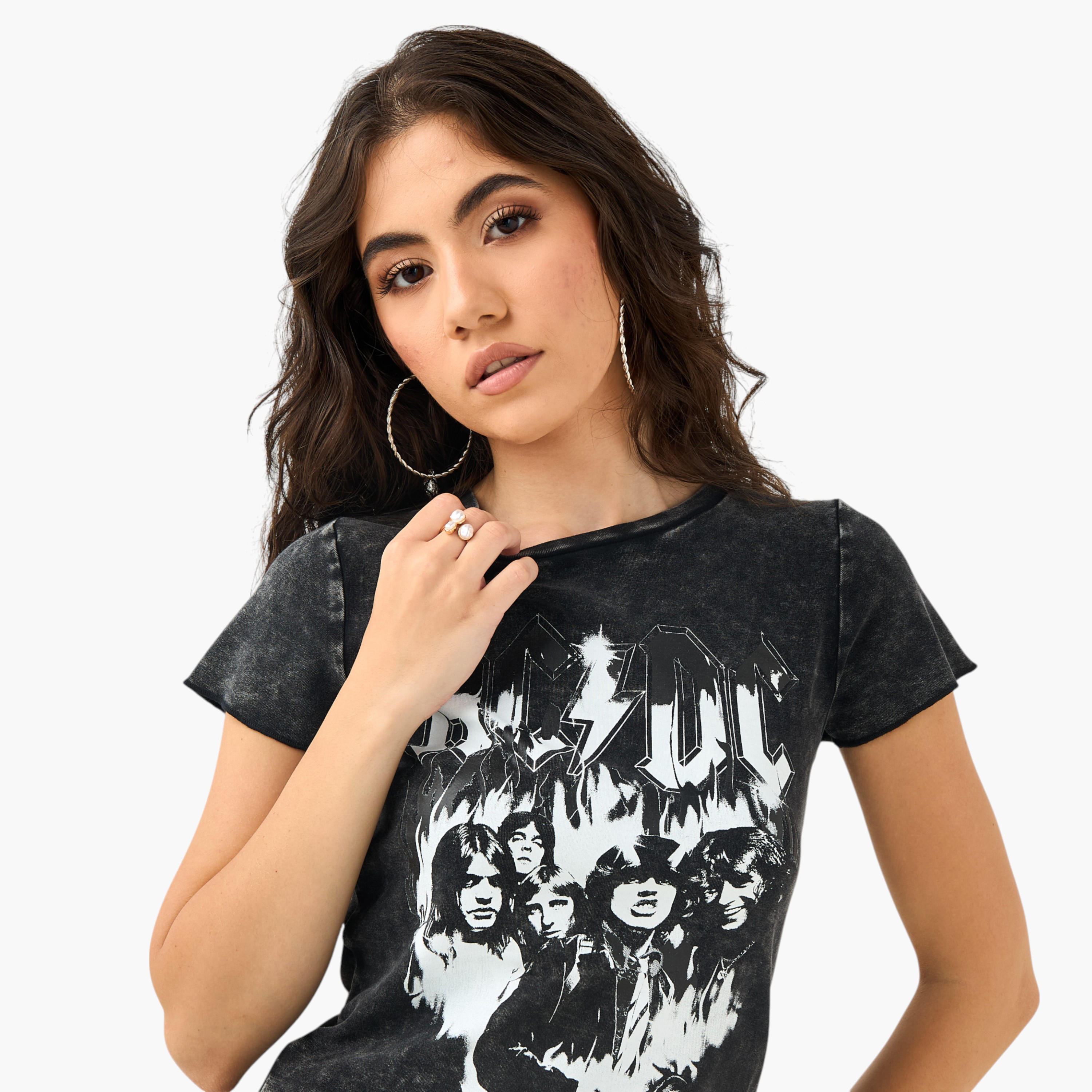 AC/DC Graphic Print T-shirt-women-clothing-tshirts-image-4