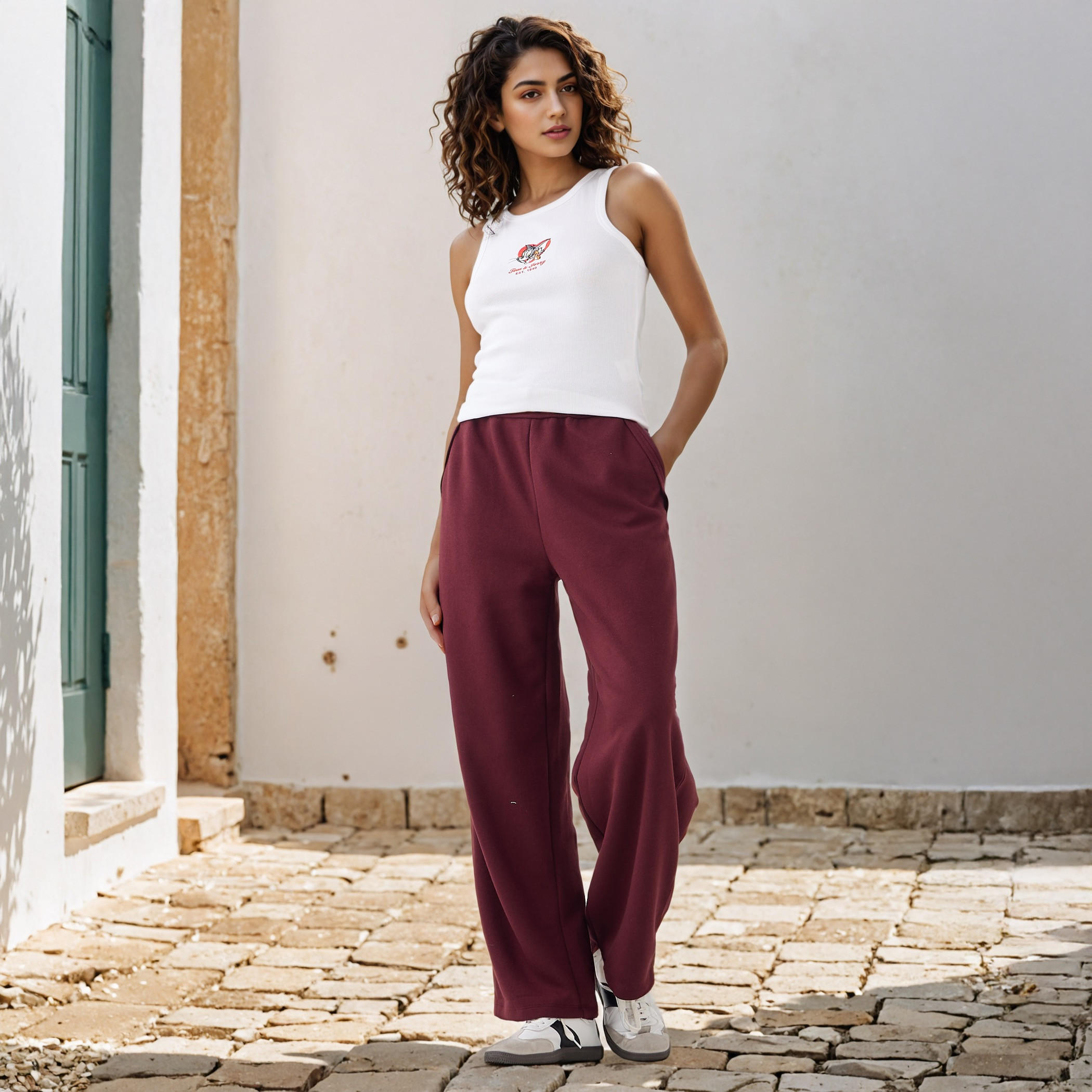 بلوزة تانك مضلعة بتطريزات توم وجيري-women-clothing-tshirts-image-2