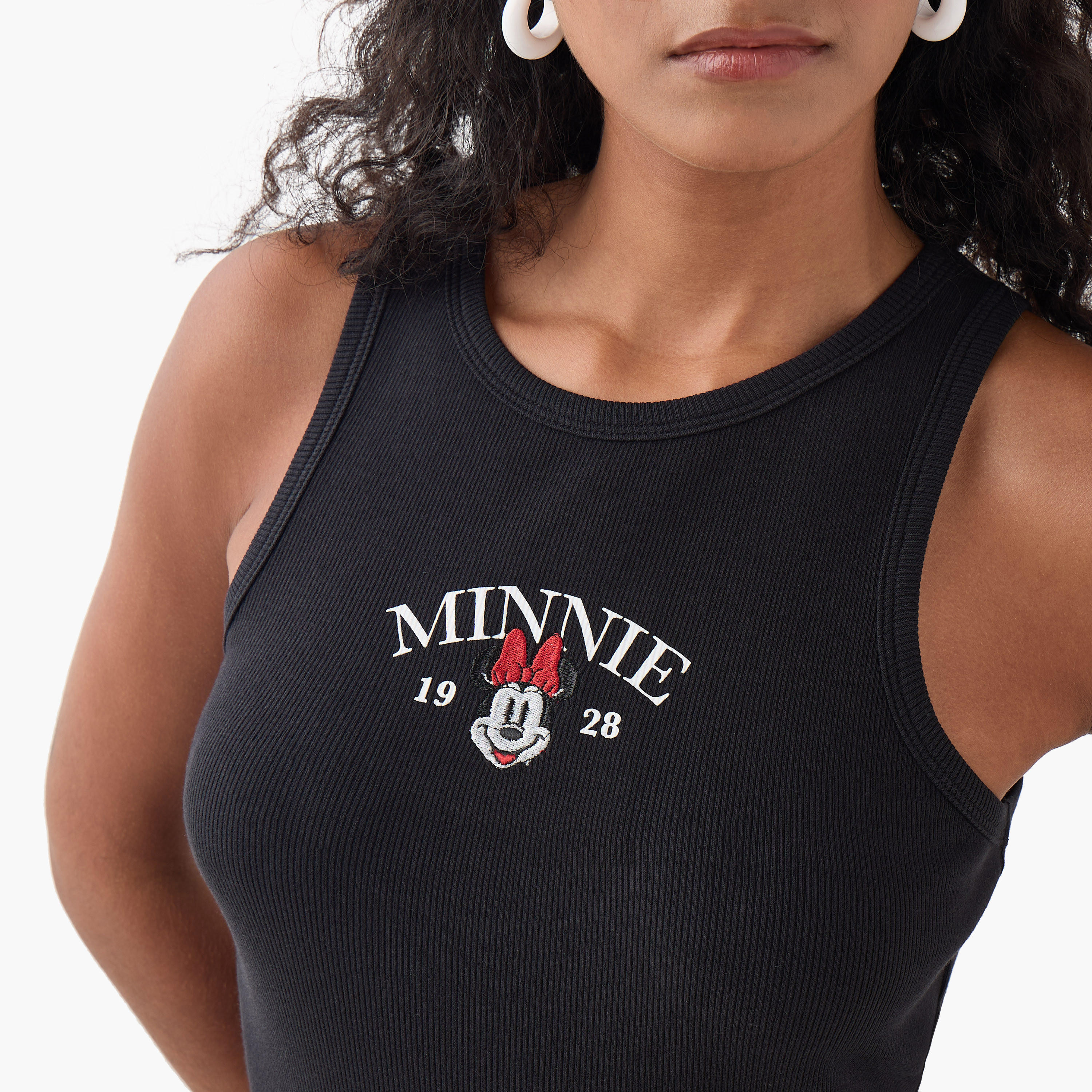 Minnie Mouse Embroidered Ribbed Tank Top-women-clothing-tshirts-image-4