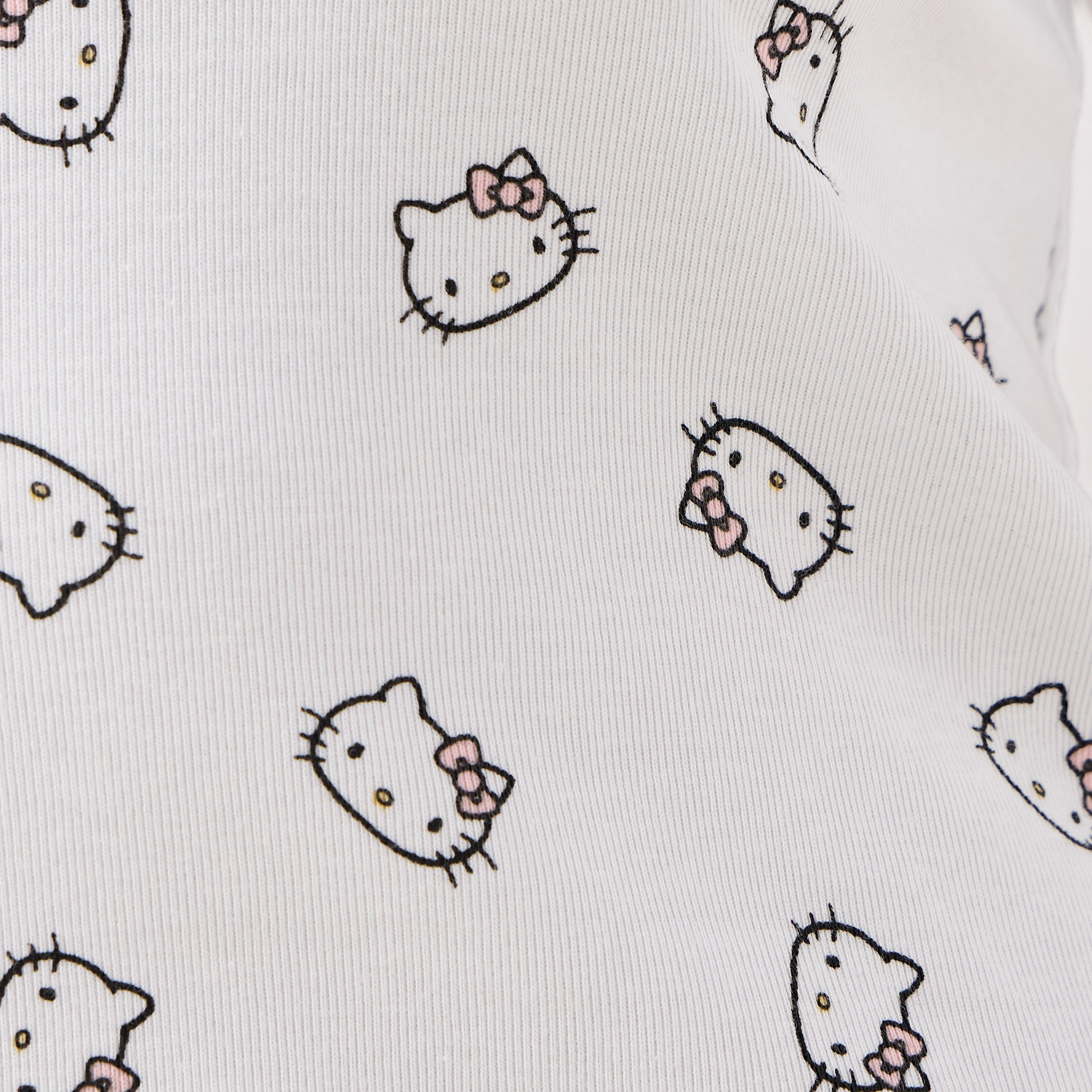 Hello Kitty Print Ribbed Crop T-shirt with Crew Neck-women-clothing-tshirts-image-5