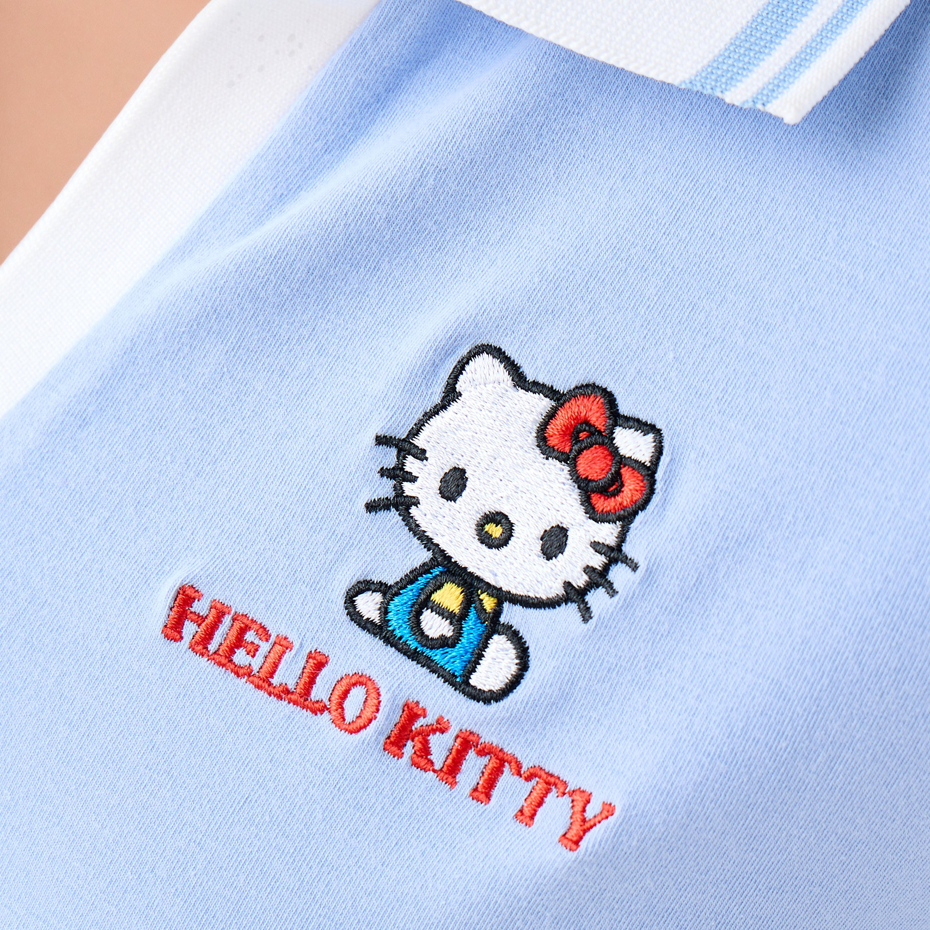 Hello Kitty Embroidered Polo Cotton T-shirt-women-clothing-tshirts-image-5