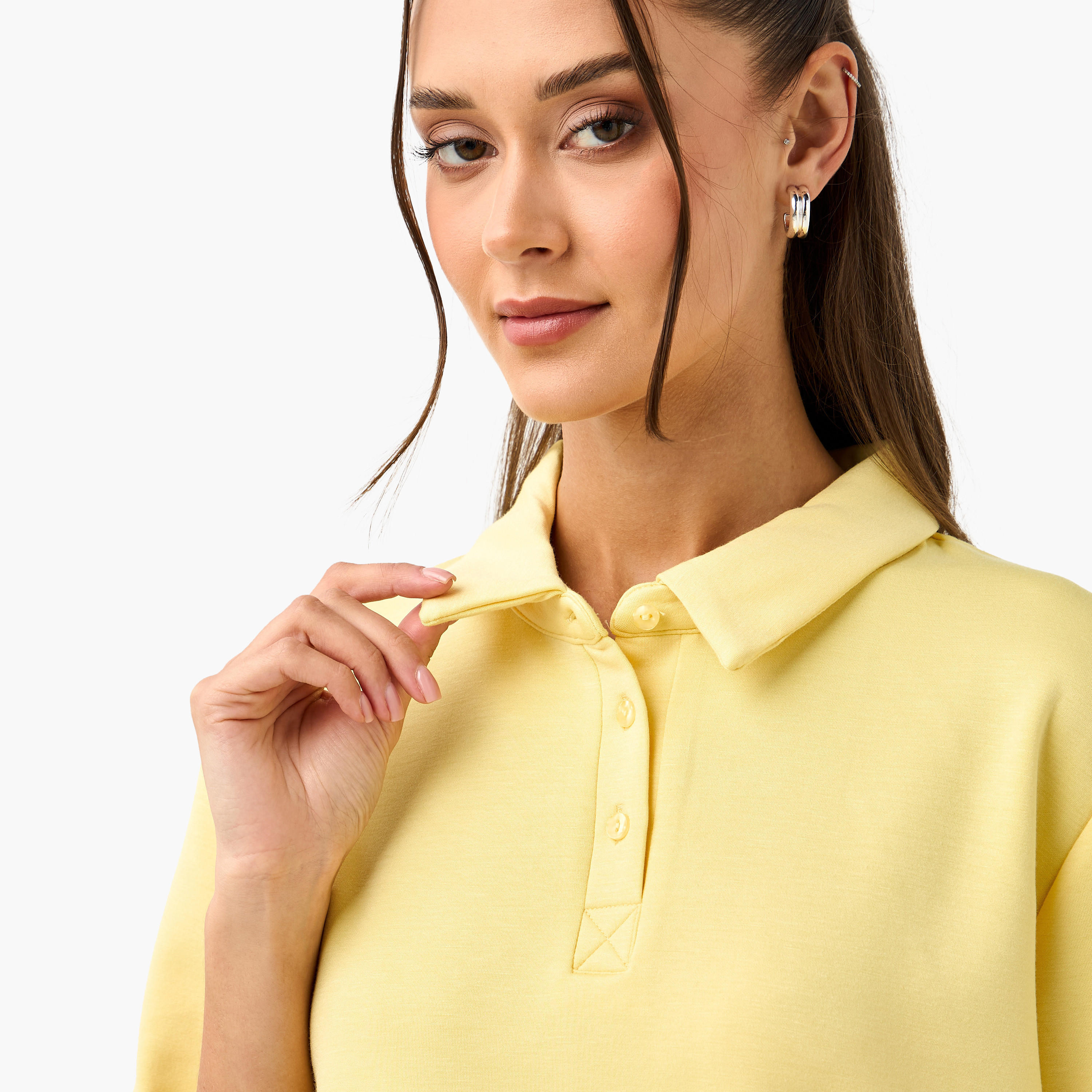 Garfield Print Cropped Polo T-shirt-women-clothing-tshirts-image-4