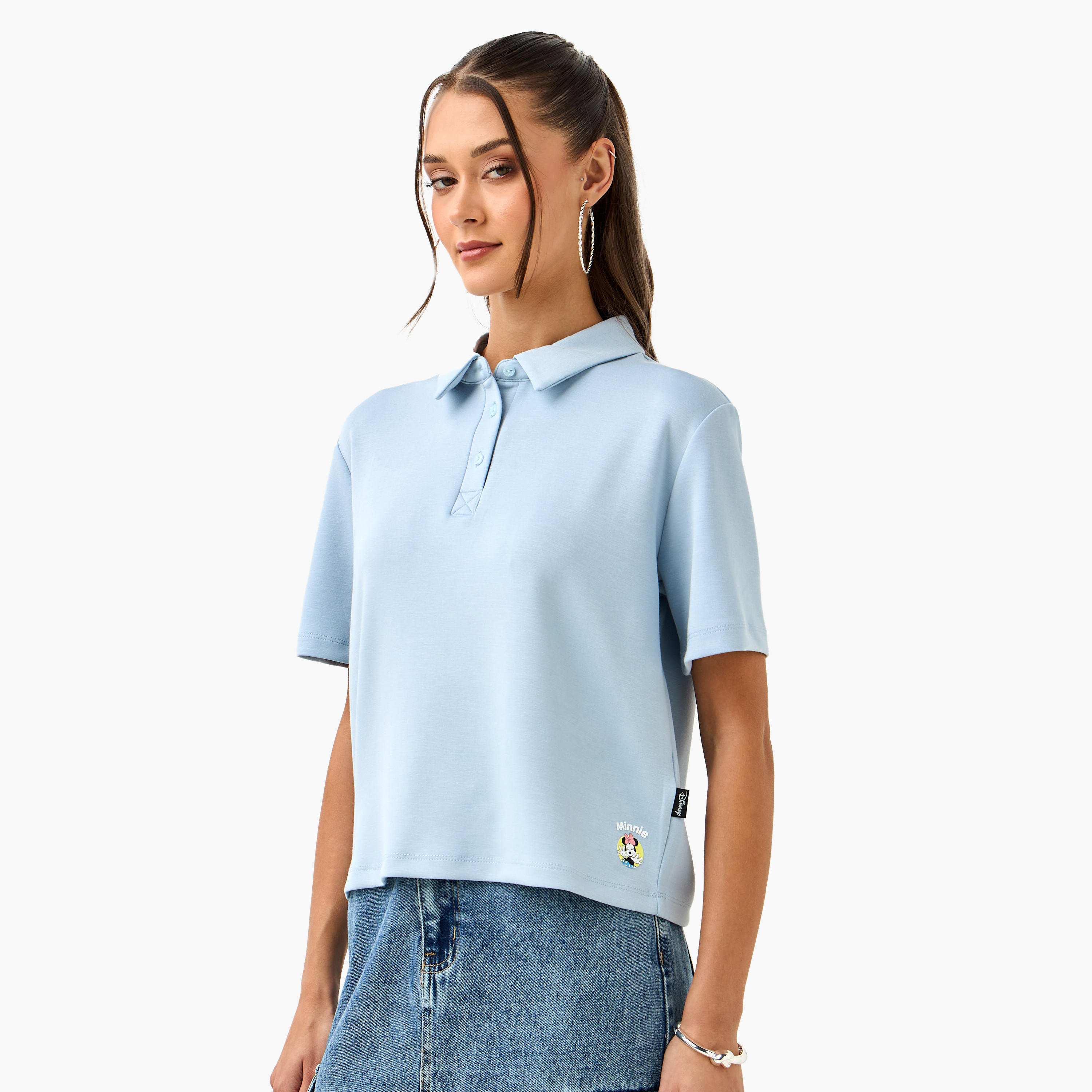 Minnie Mouse Print Polo T-shirt-women-clothing-tshirts-image-1
