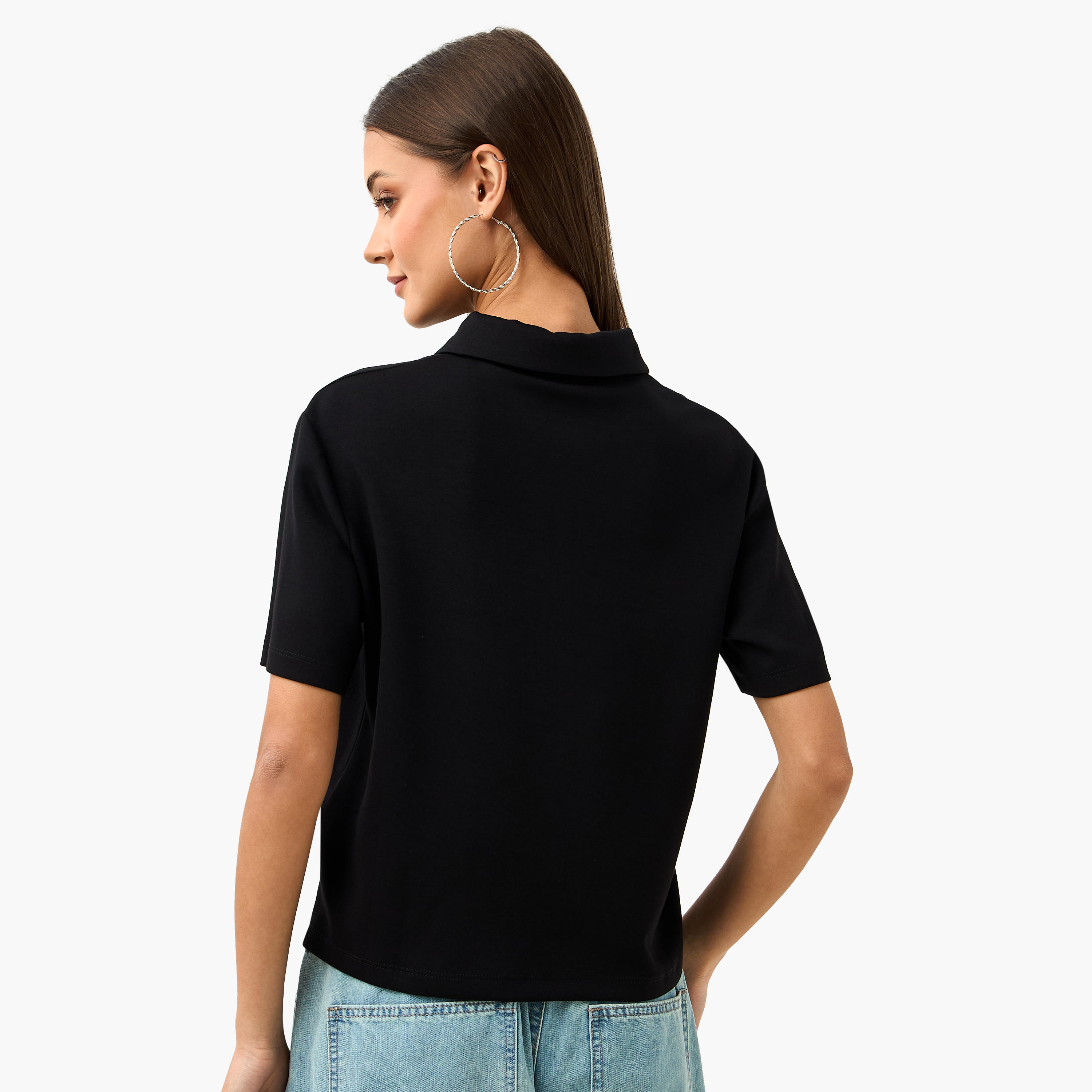 Tom and Jerry Print Polo T-shirt-women-clothing-tshirts-image-3