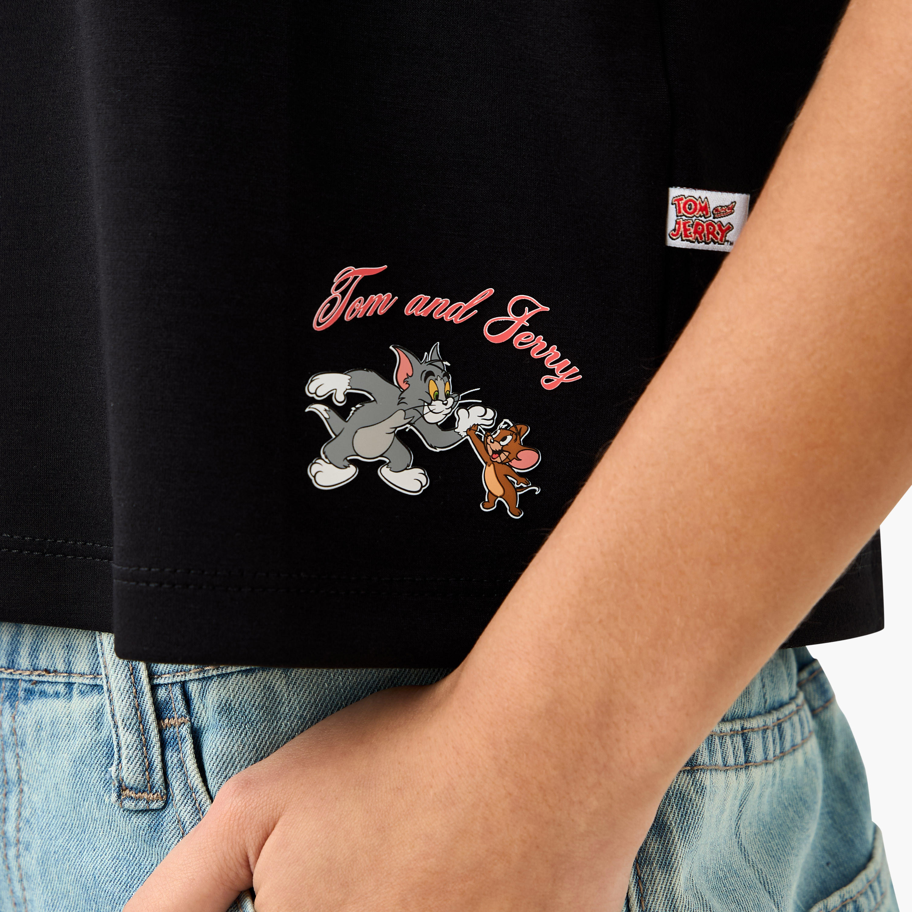 Tom and Jerry Print Polo T-shirt-women-clothing-tshirts-image-5