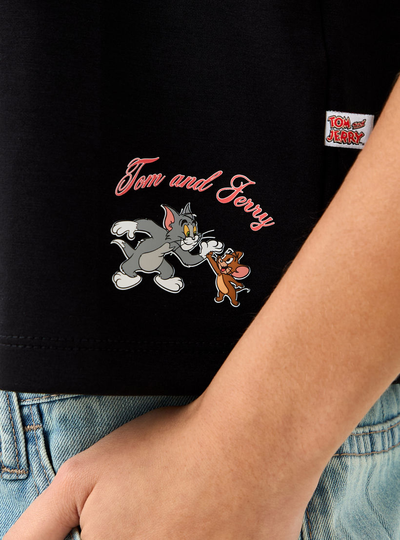 Tom and Jerry Print Polo T-shirt-women-clothing-tshirts-image-5