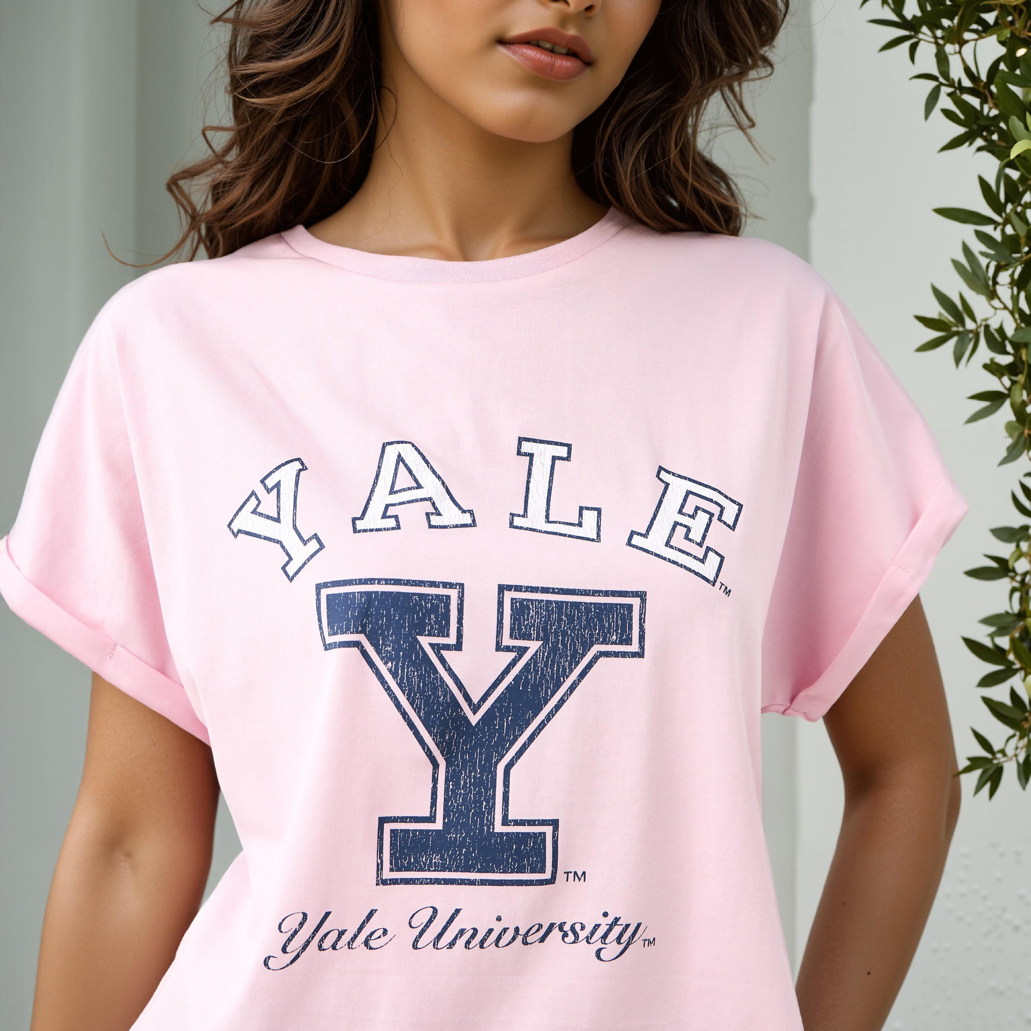 Yale University Cropped T-shirt with Extended Sleeves-women-clothing-tshirts-image-4