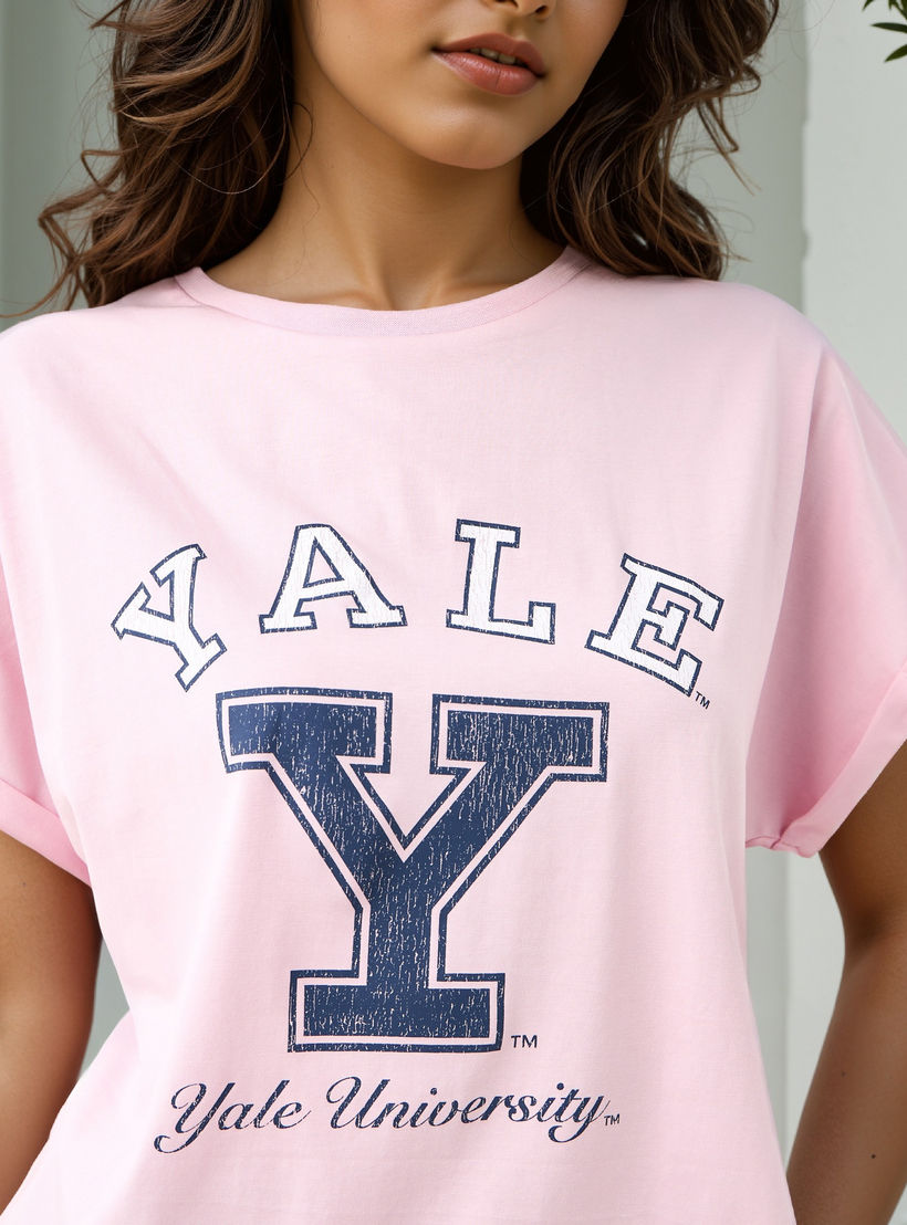 Yale University Cropped T-shirt with Extended Sleeves-women-clothing-tshirts-image-4