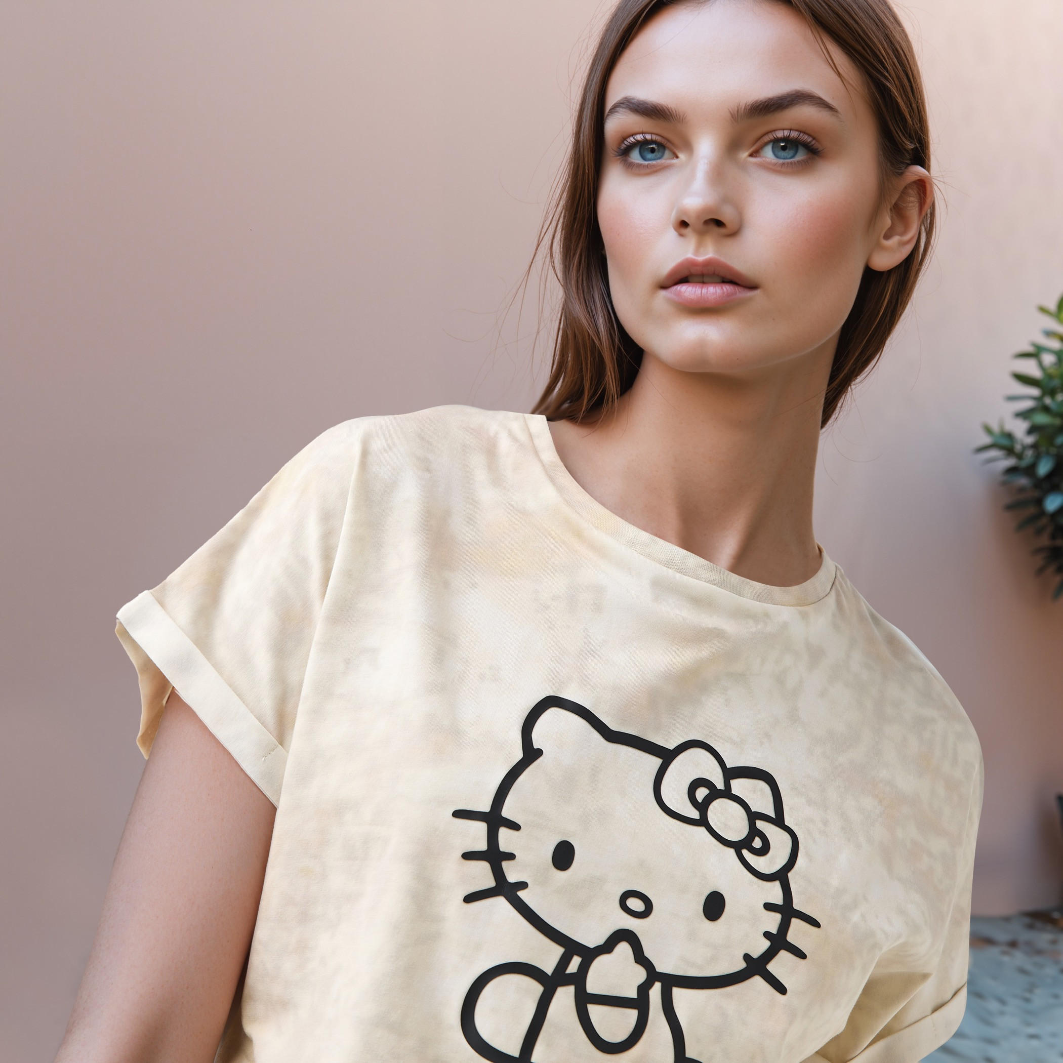 Hello Kitty Print Crop T-shirt with Extended Sleeves-women-clothing-tshirts-image-4