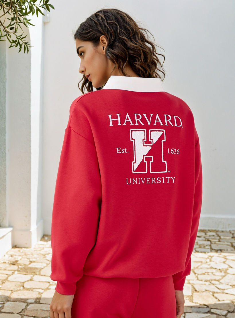 Harvard Print Sweatshirt with Contrast Collar-women-winterwear-hoodiesandsweatshirts-sweatshirts-image-3