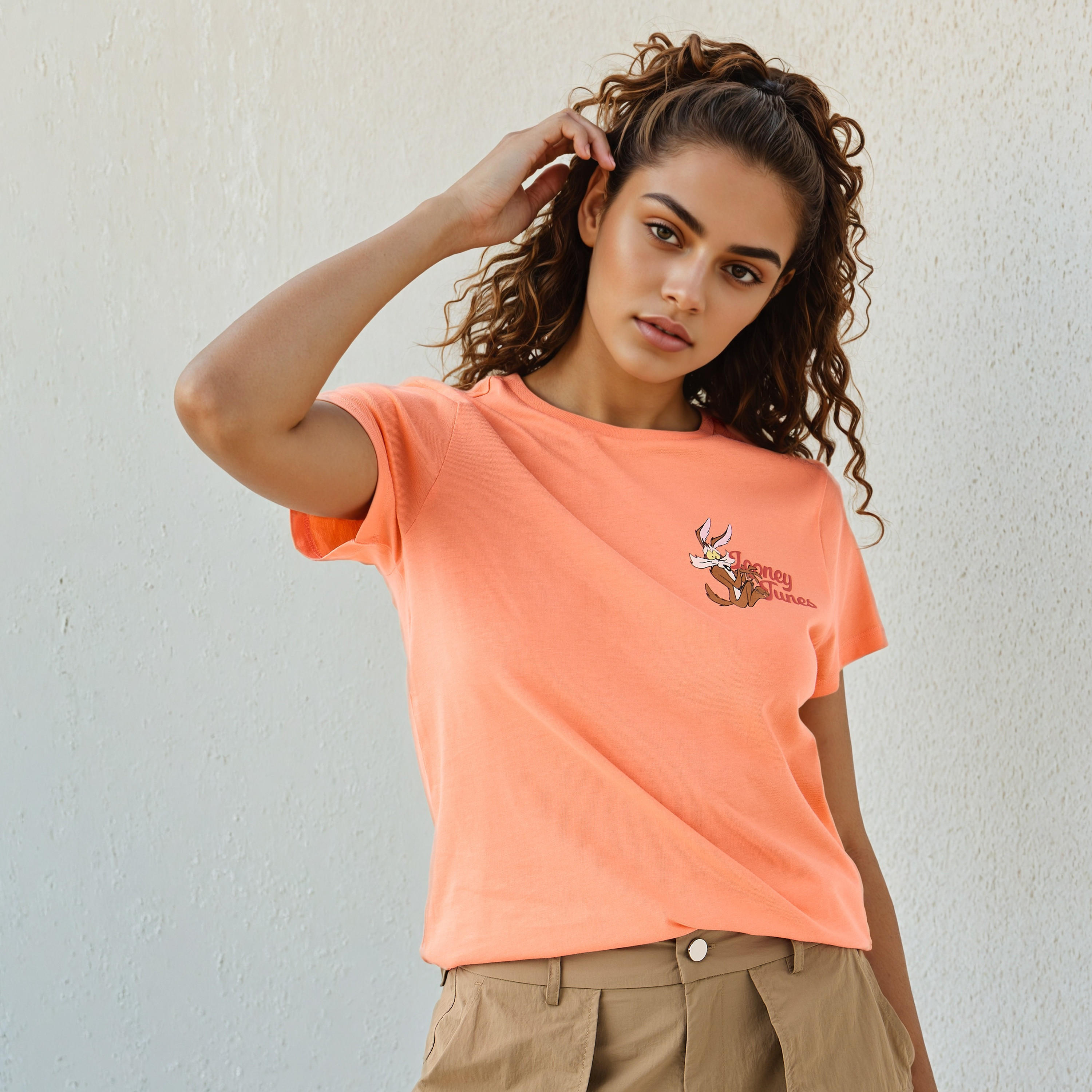 Looney Tunes Print Crew Neck T-shirt-women-clothing-tshirts-image-1