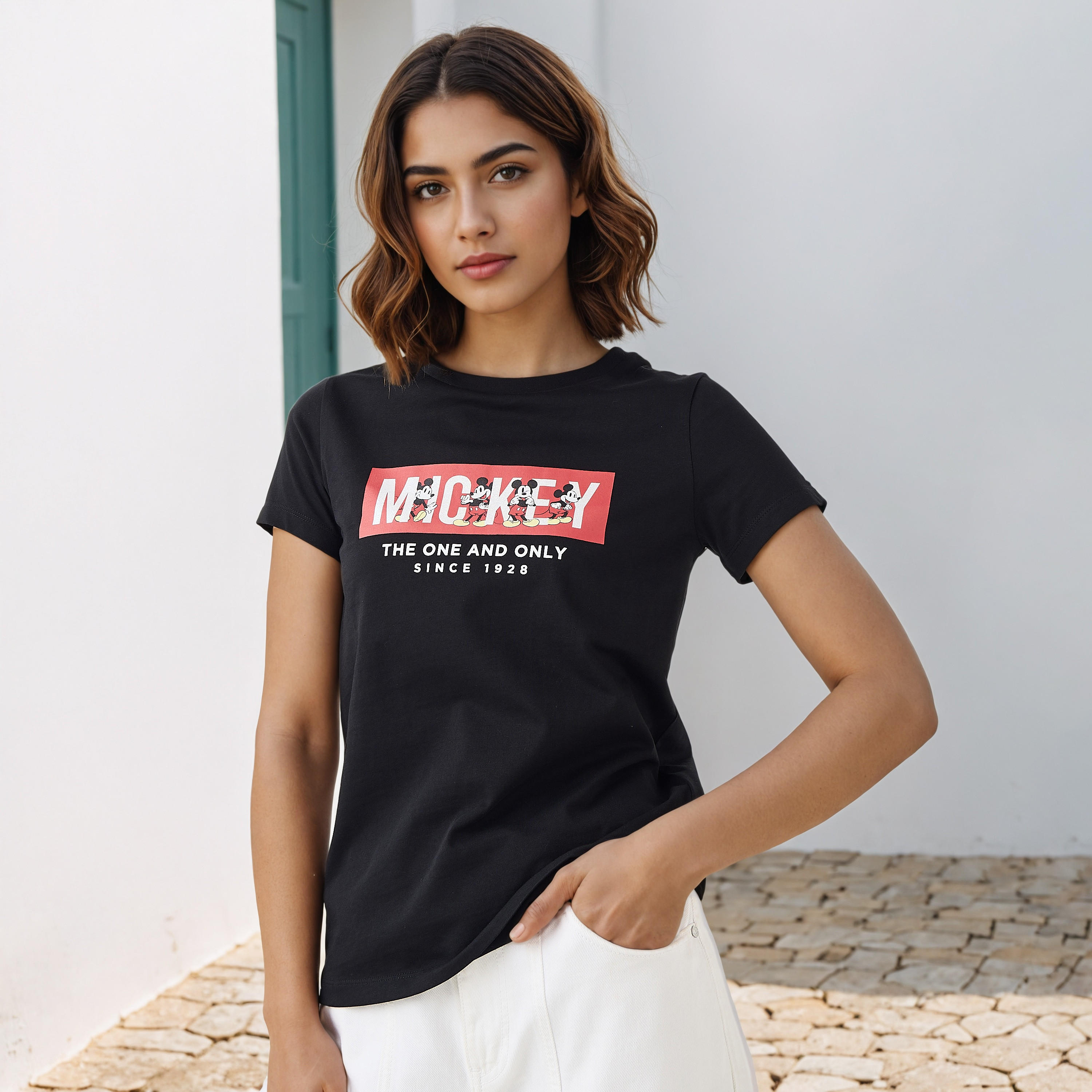 Mickey Mouse Print T-shirt-women-clothing-tshirts-image-1