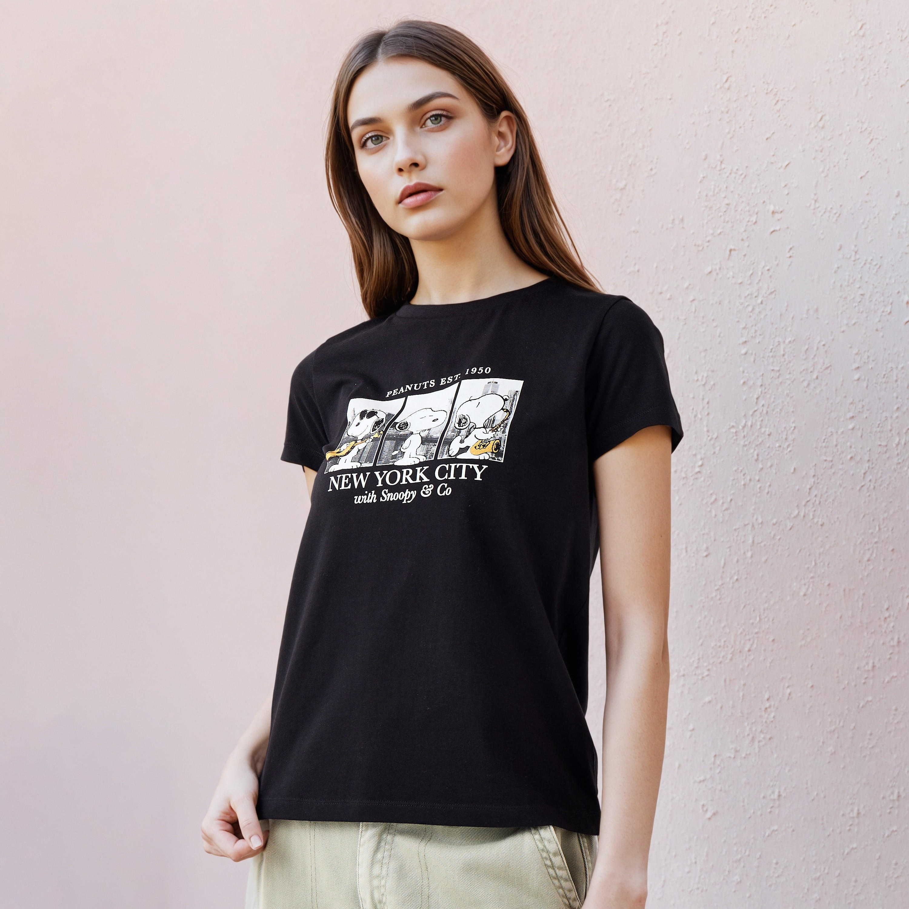 Snoopy Print Regular Fit T-shirt-women-clothing-tshirts-image-1