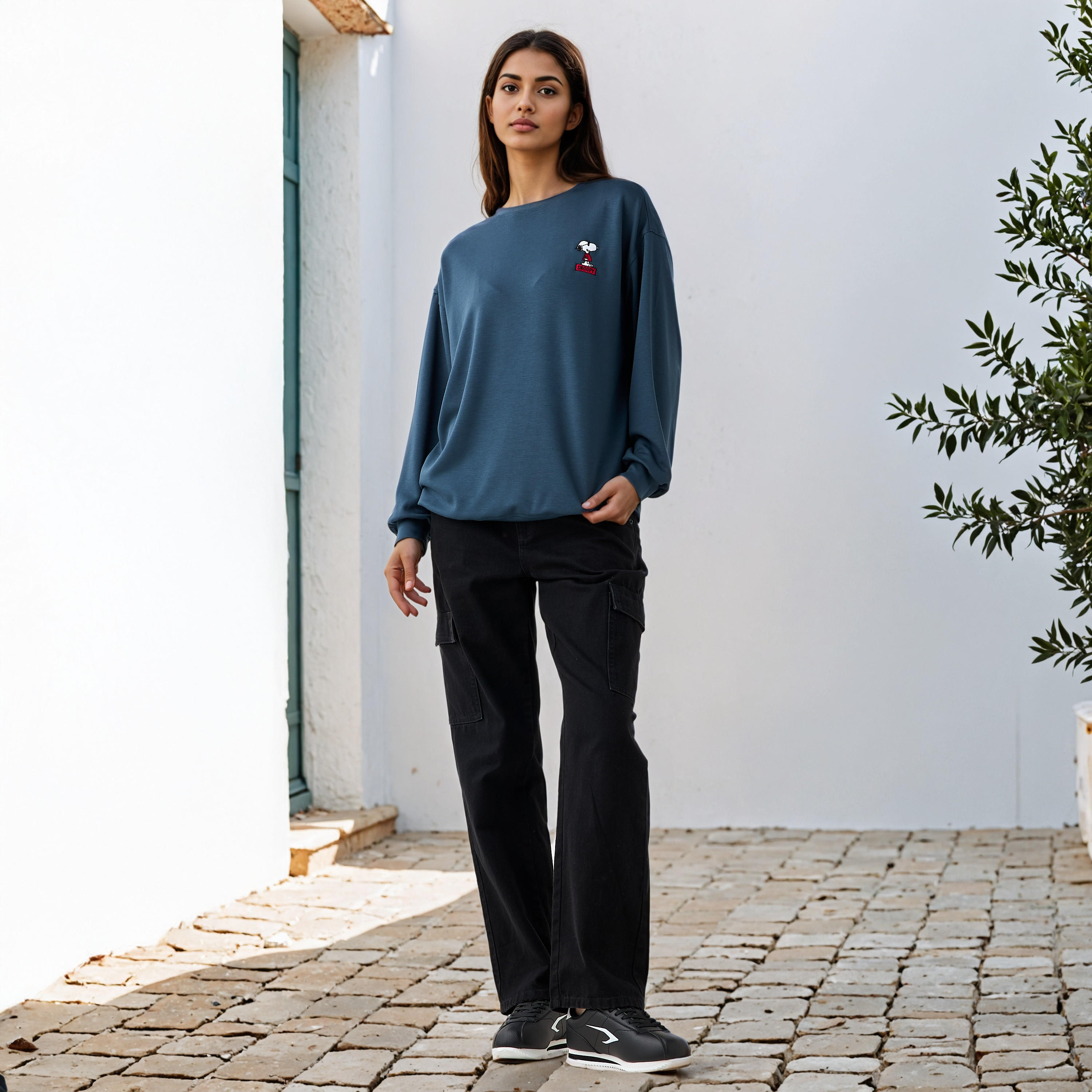 Snoopy Embroidered Sweatshirt-women-winterwear-hoodiesandsweatshirts-sweatshirts-image-2